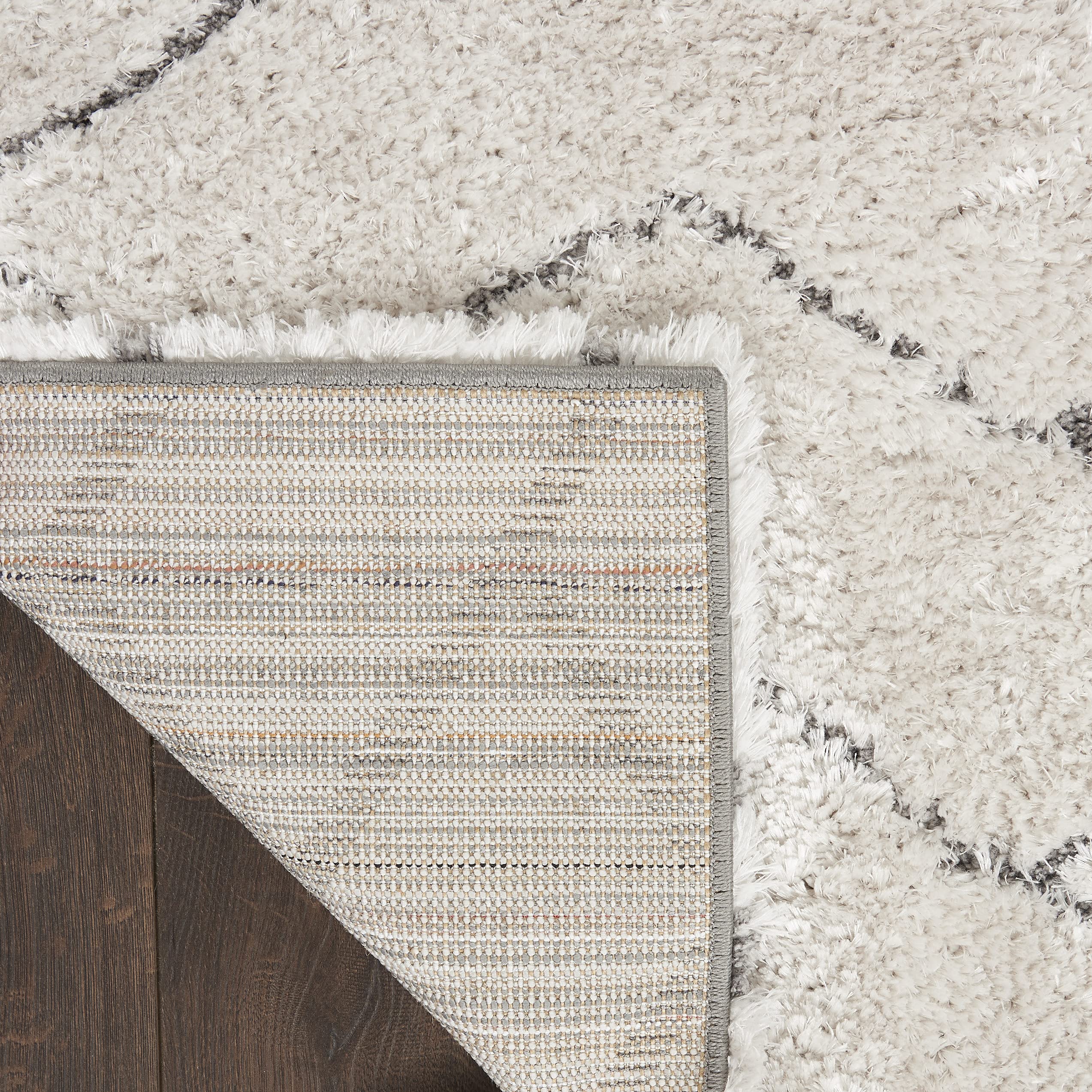 Nourison Luxurious Shag Abstract Ivory/Grey 5'3