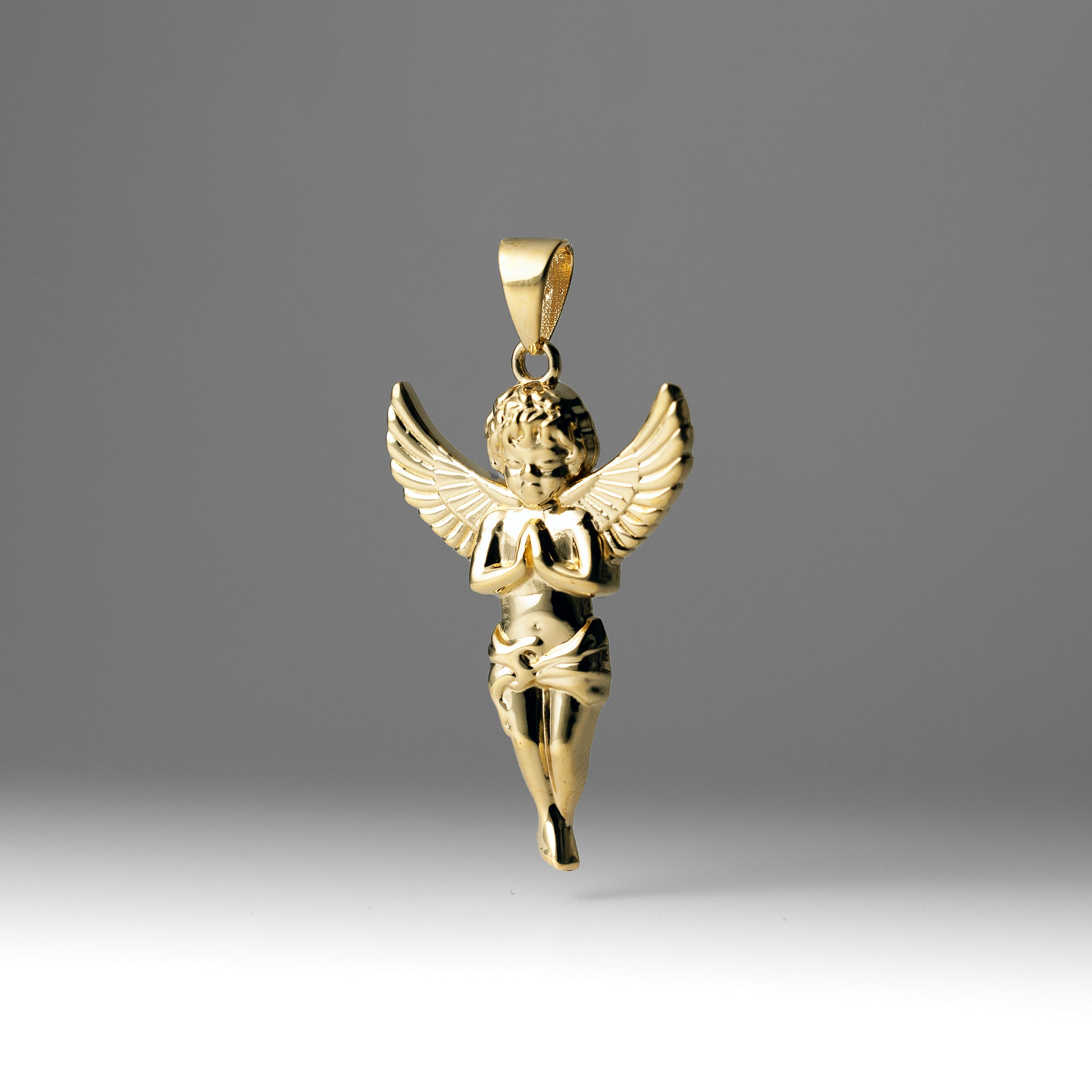 Gold Large Praying Angel Pendant PT2630 - Elegant Religious Jewelry for Women, Perfect for Gifts, Church & Special Occasions