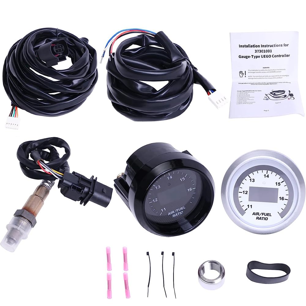 52mm Wideband Air Fuel Ratio Gauge Controller Kit with 4.9 LSU Sensor - UEGO O2 Sensor & A/F Ratio Monitor for Performance Tuning, Racing & Engine Diagnostics - Perfect for Cars, Trucks & Motorcycles