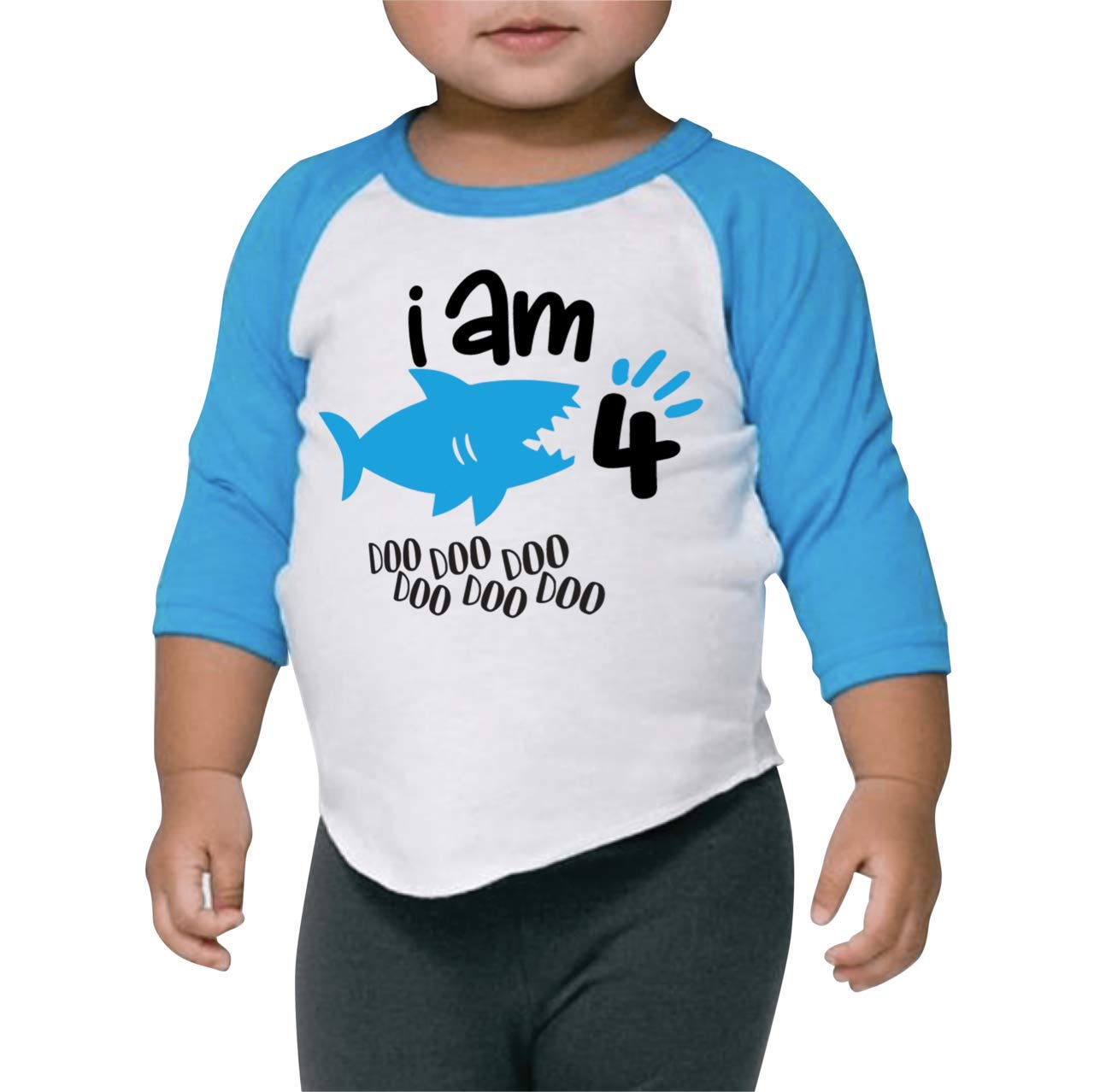 Boys' 4th Birthday Shark T-Shirt - Cute Shark Outfit for Toddlers - Perfect for Birthday Parties & Photo Shoots