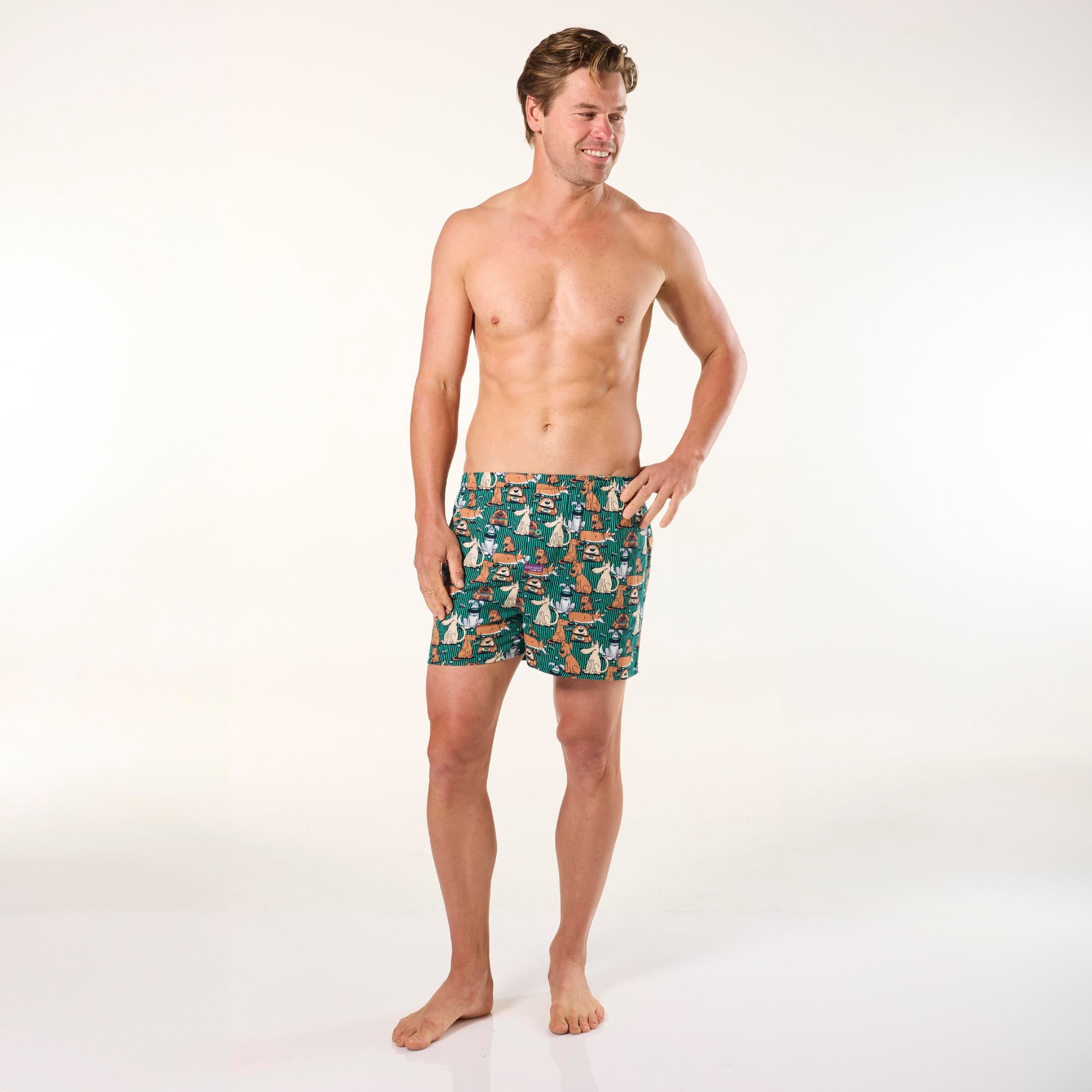 Men's Cotton Boxer Shorts 3-Pack - Soft & Breathable Underwear for Comfort - Green | Perfect for Sleep, Lounge & Everyday Wear
