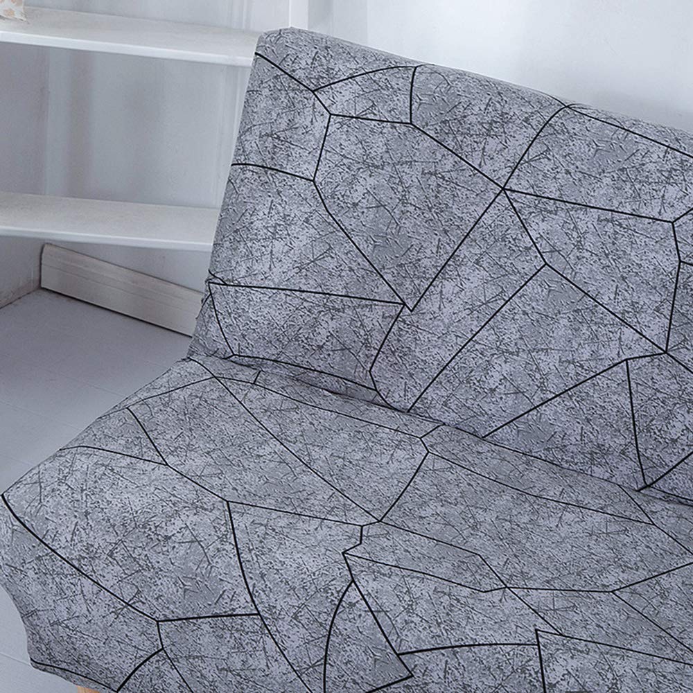 Stretch Armless Sofa Bed Cover - Washable Polyester Furniture Protector, Printed Futon Slipcover for Kids, Dogs & Pets (D, S) | Perfect for Living Room, Dorm & Pet-Friendly Homes