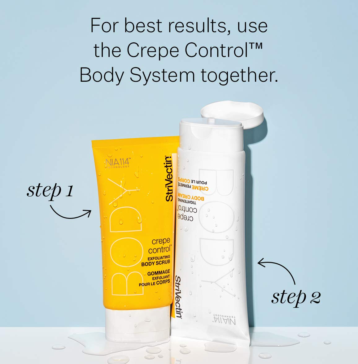 StriVectin Crepe Control Tightening Body Cream & Exfoliating Scrub Set - 6.7oz Cream + 5oz Scrub for Firmer, Smoother Skin - Anti-Aging Body Care for Arms, Legs & Neck - Perfect for Post-Shower Hydration & Nighttime Skincare Routine