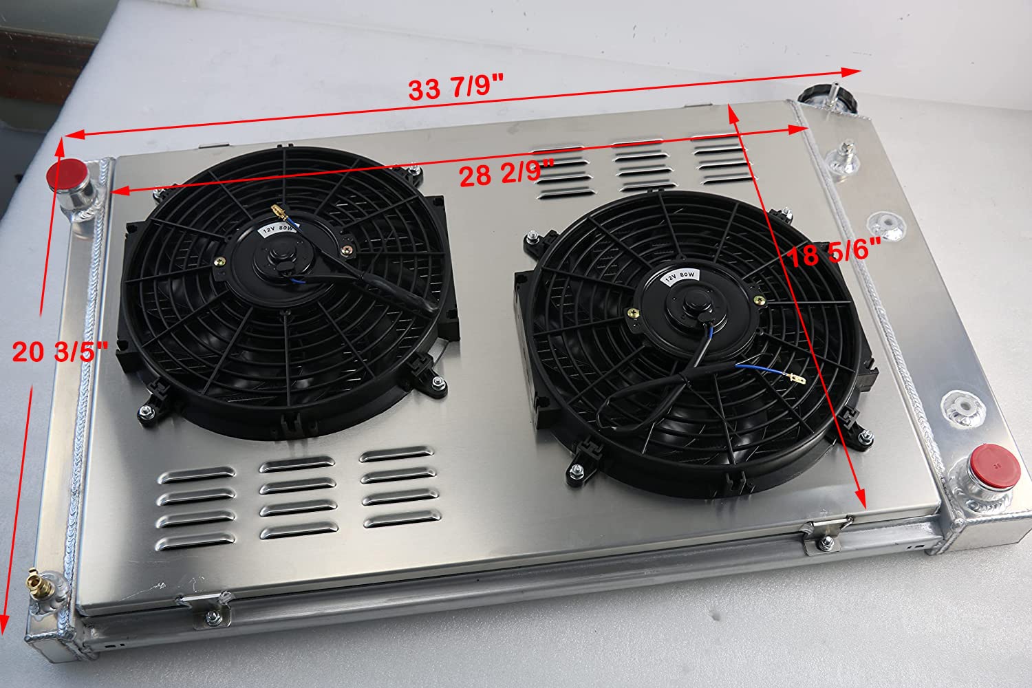 High Performance Aluminum Radiator with Electric Fan Shroud & Thermostat Kit - Compatible with Chevy Blazer C1500 2500 3500 C10 K10 K20 K30, GMC Jimmy C1500 2500 3500 Suburban V8 L6 (1973-1991) - 3 Row Cooling System - Perfect for Off-Roading, Towing & Hot Weather Driving