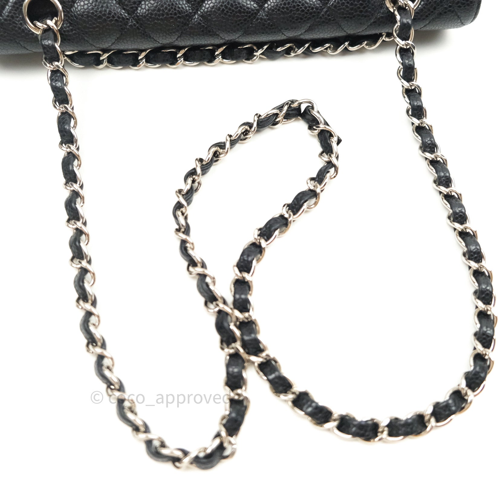 Chanel Classic Medium Double Flap Bag Black Caviar Leather with Silver Hardware - Luxury Shoulder Bag for Women, Perfect for Work, Evening Events & Special Occasions