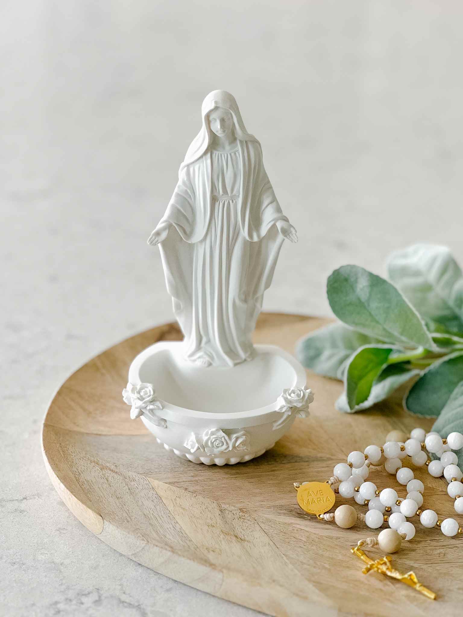 Our Lady of Grace Holy Water Font - Religious Home Decor for Prayer & Blessings - Perfect for Church, Home Altar & Catholic Gifts