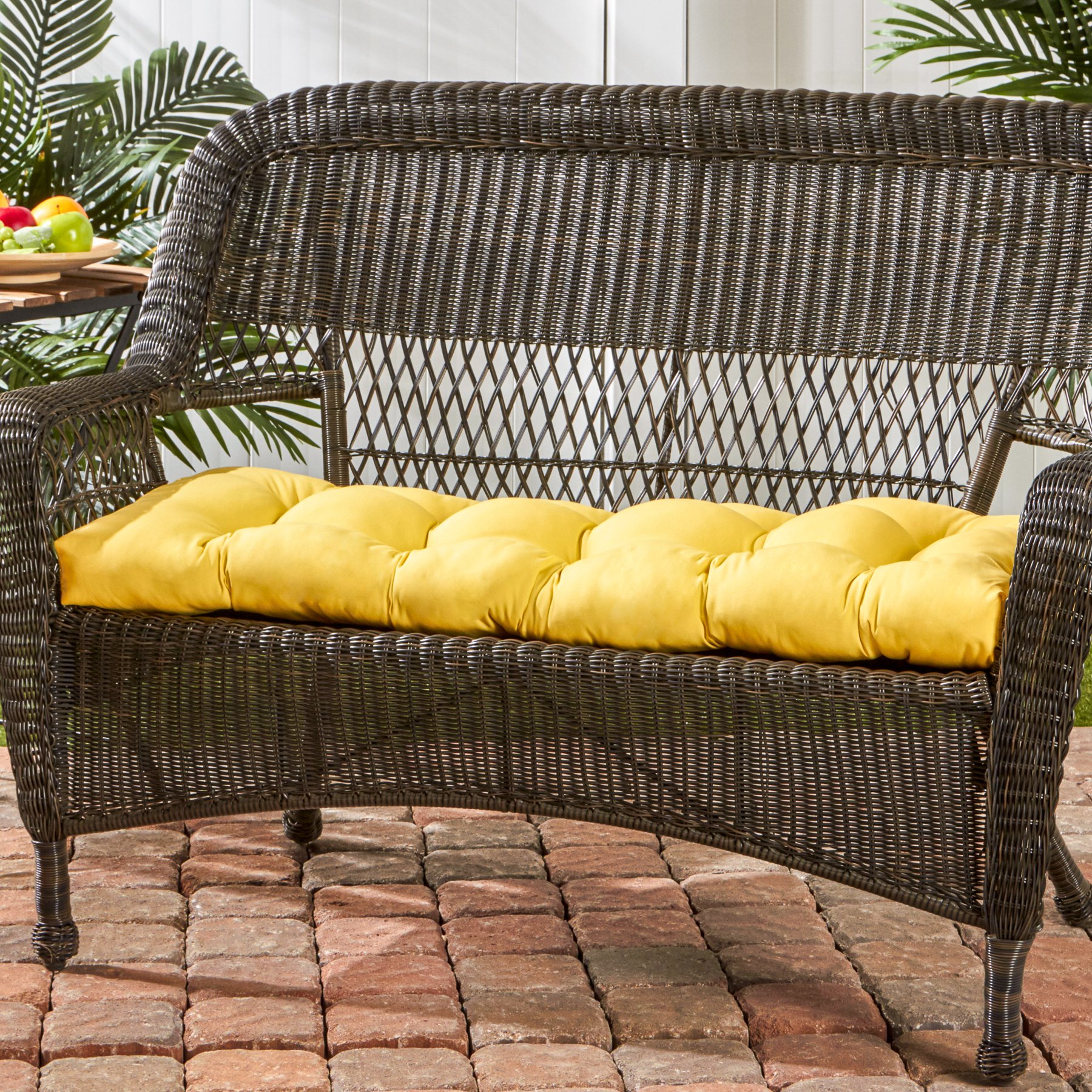 Greendale Home Fashions 44-inch Outdoor Swing Cushion - Waterproof Patio Bench Seat Pad with Sunburst Design (Pack of 1) - Perfect for Porch, Garden & Backyard Relaxation