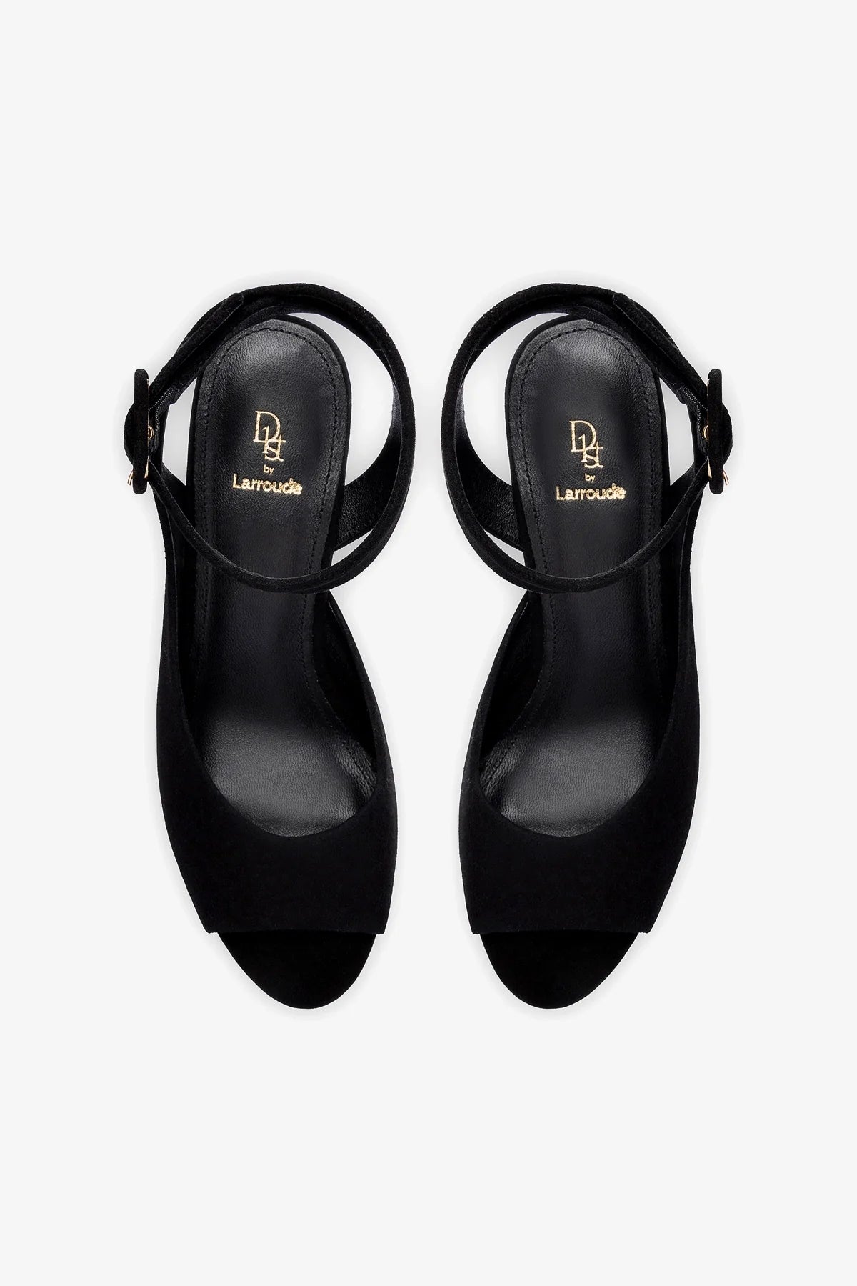 Deena By Larroudé Black Suede Wedge Sandals for Women - Comfortable Summer Casual Shoes for Beach, Party & Vacation
