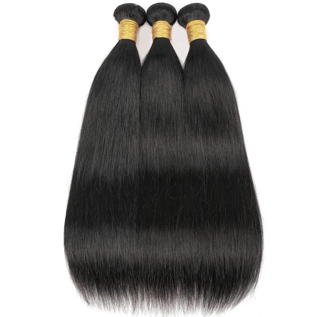 Brazilian Virgin Hair Extensions 3 Bundles - 100% Unprocessed Straight Human Hair 12/14/16 Inch Natural Black (100g±5g) | Heat Resistant & Dyeable | Perfect for Daily Styling, Parties & Special Occasions