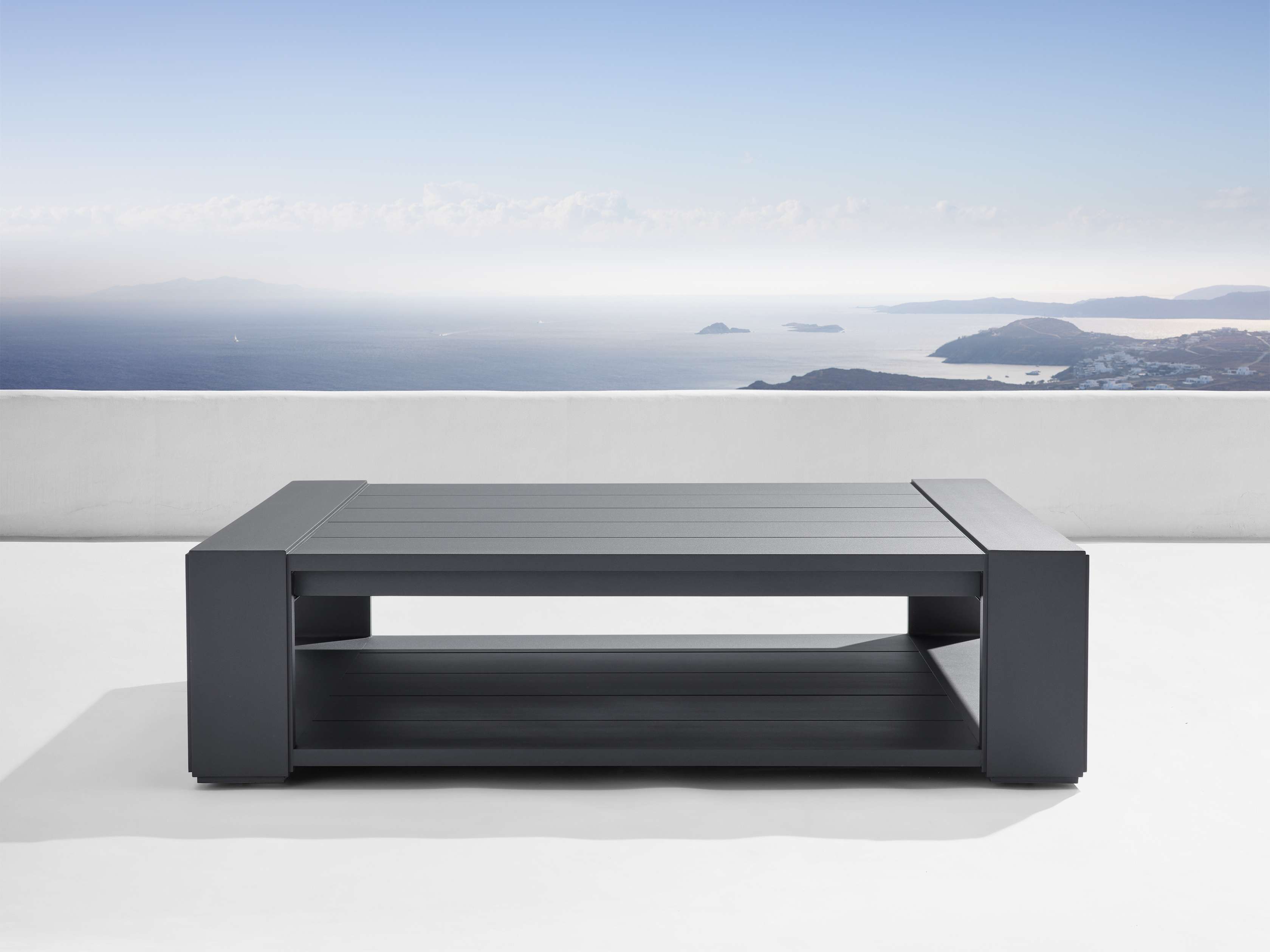 Premium Canyon Outdoor Aluminum Coffee Table in Lava Grey - Weather-Resistant Patio Furniture for Garden, Poolside & Backyard Relaxation