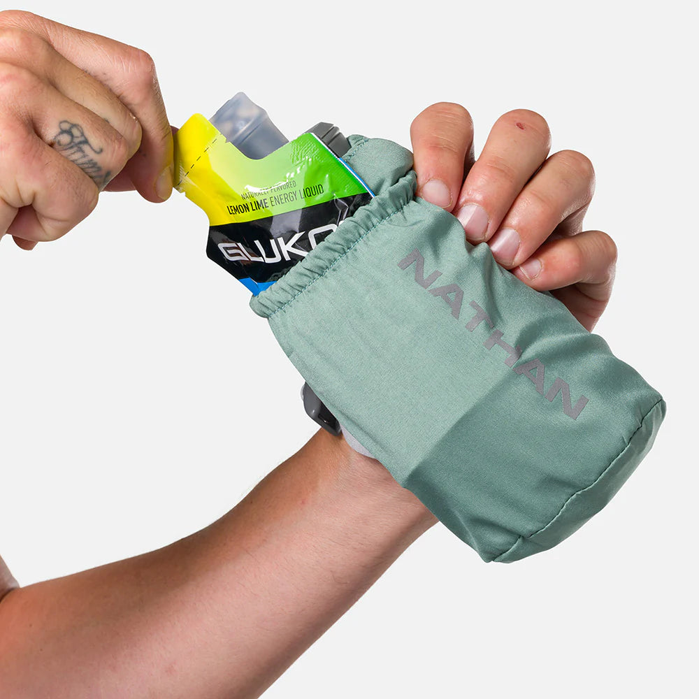 Pinnacle Soft Flask Handheld 18oz (Sage Green/Reflective Silver) - Leak-Proof Collapsible Water Bottle for Hiking, Running, Cycling & Outdoor Adventures