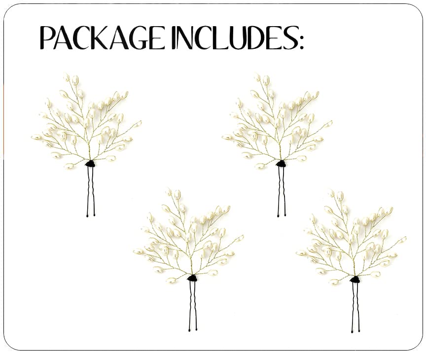 Elegant Pearl Hair Pin Set for Women - Silver Hair Accessories with Floral Design (Pack of 4) | Perfect for Weddings, Parties & Everyday Hairstyles