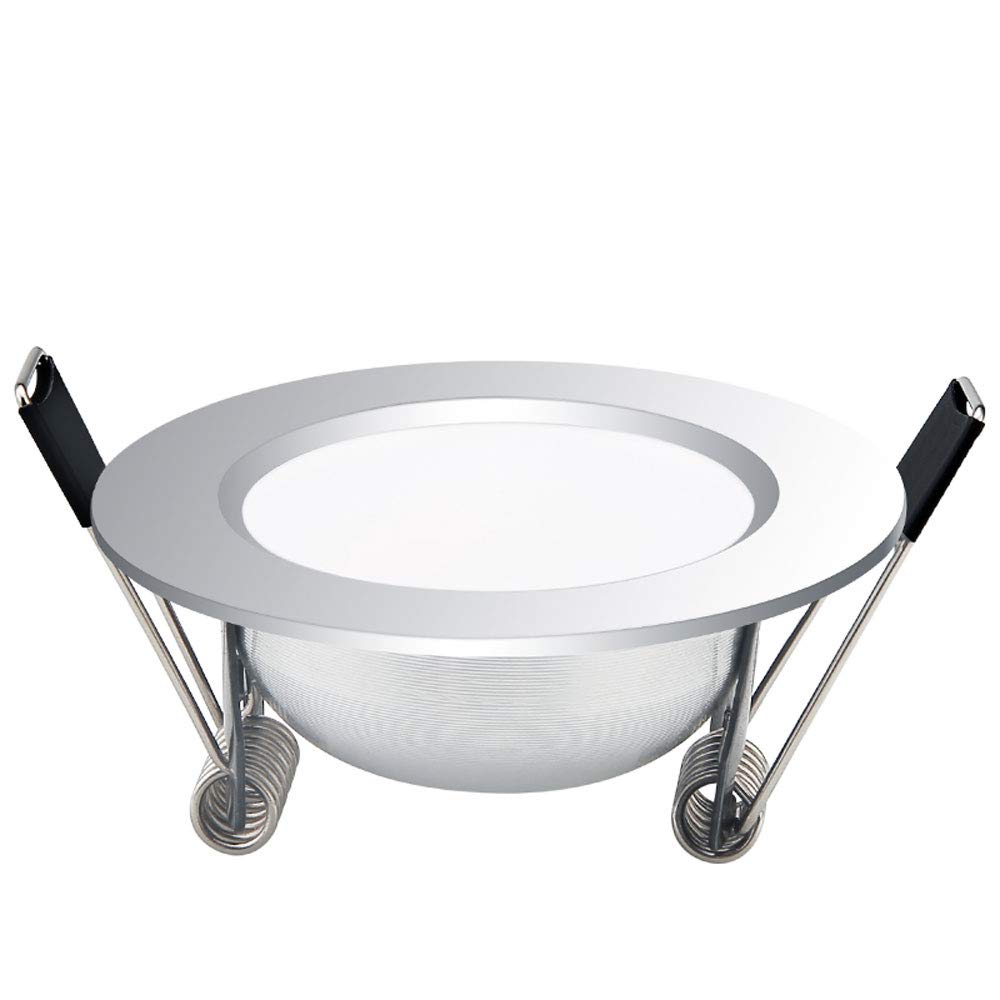 OKLUCK Ultra-Thin Silver LED Recessed Ceiling Lights - 3 Color Changing Dimmable Downlights, Round Aluminum Panel Lights for Indoor Commercial & Home Use (Warm White) - Perfect for Living Rooms, Kitchens, and Office Spaces