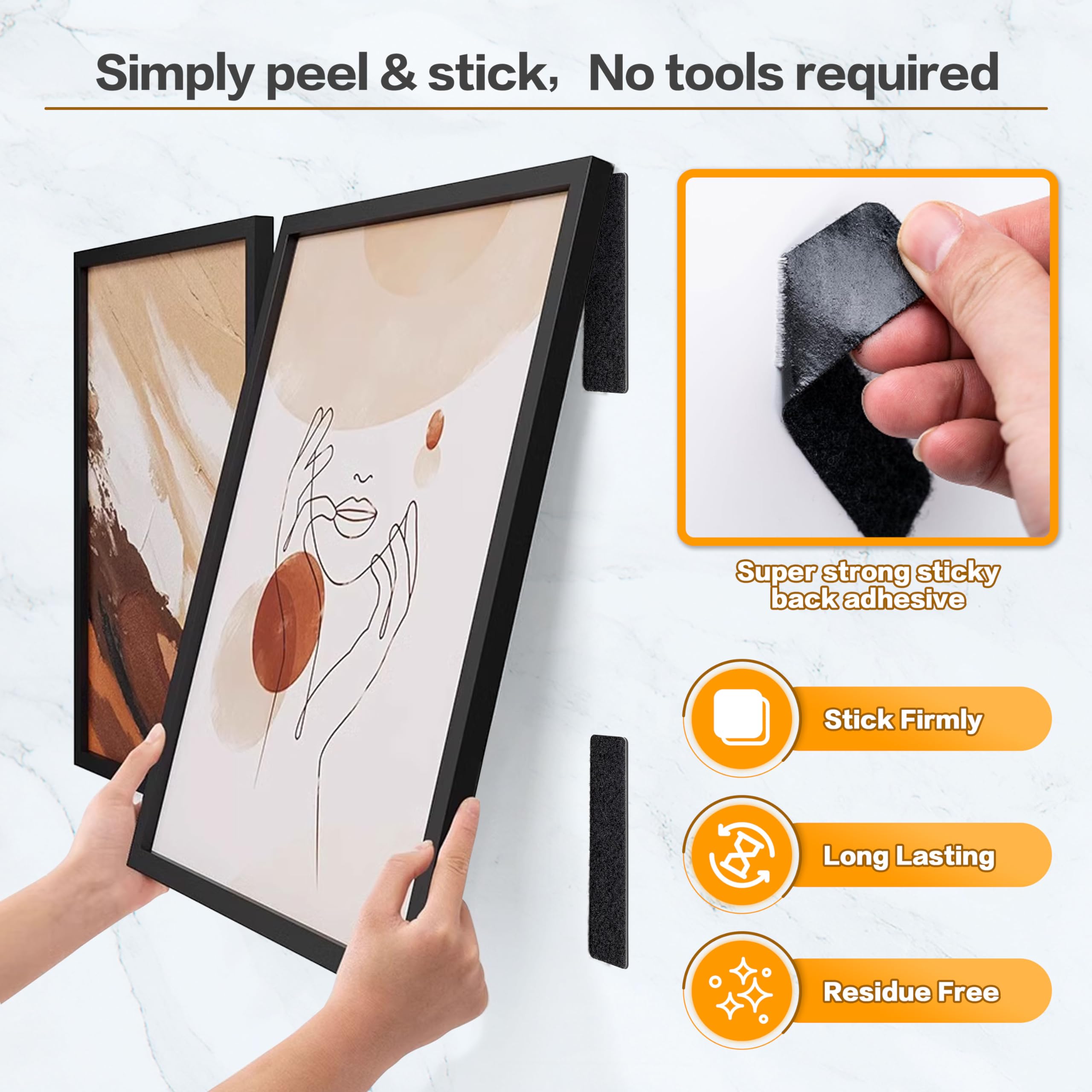 KING MOUNTAIN 1x3 Inch Hook and Loop Strips - 20 Sets Heavy Duty Nylon Self Adhesive Tape with Strong Double Sided Backing - Perfect for Office Organization, Home DIY Projects & Crafting - Black
