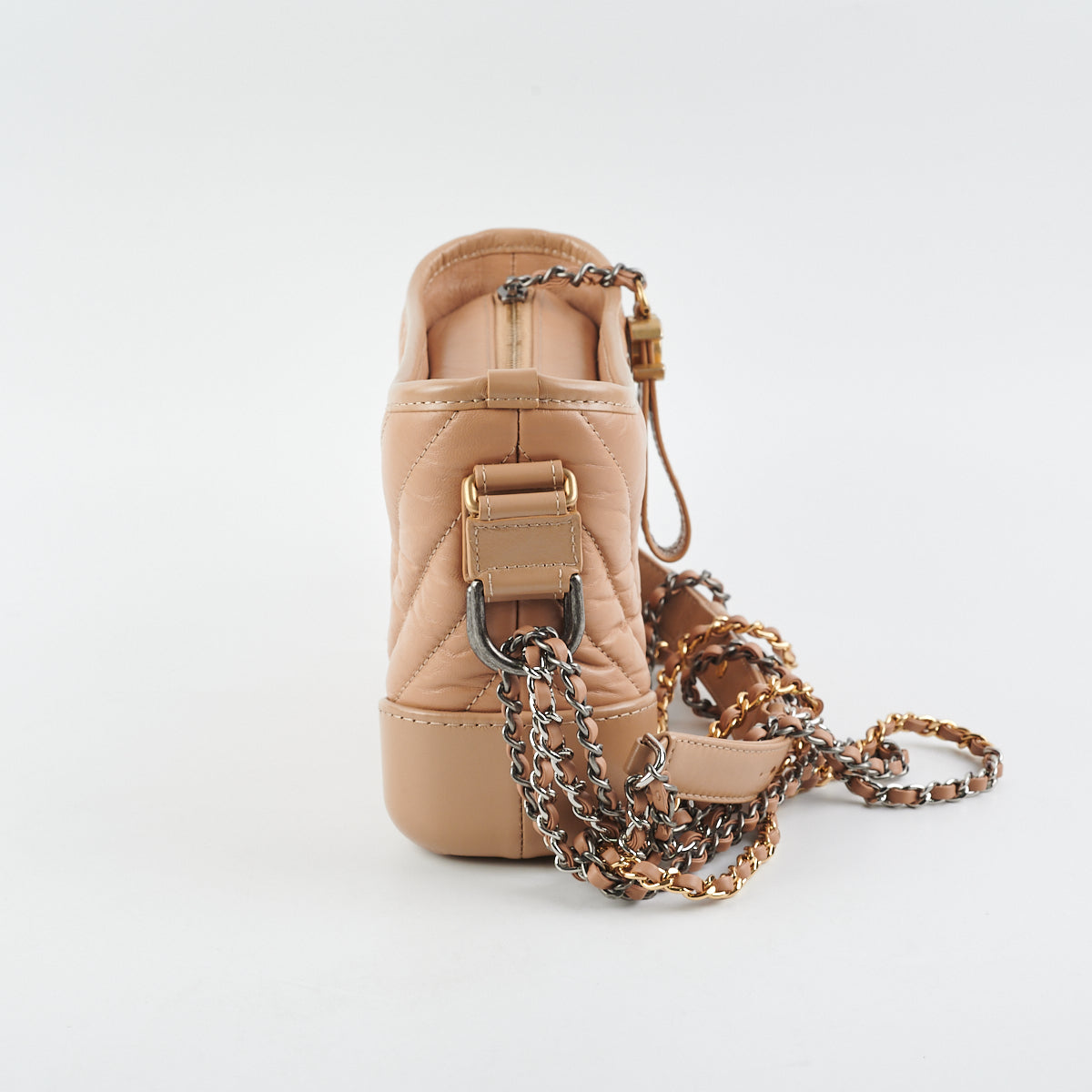Chanel Chevron Gabrielle Small Handbag in Dark Beige - Luxury Crossbody Bag for Women, Perfect for Date Night & Evening Events