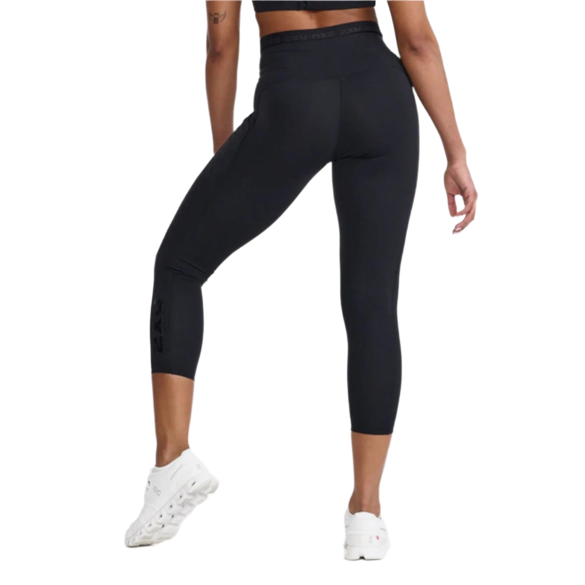 2XU Women's High Waist Compression 7/8 Leggings - Form Stash Running Tights for Workout, Yoga & Training