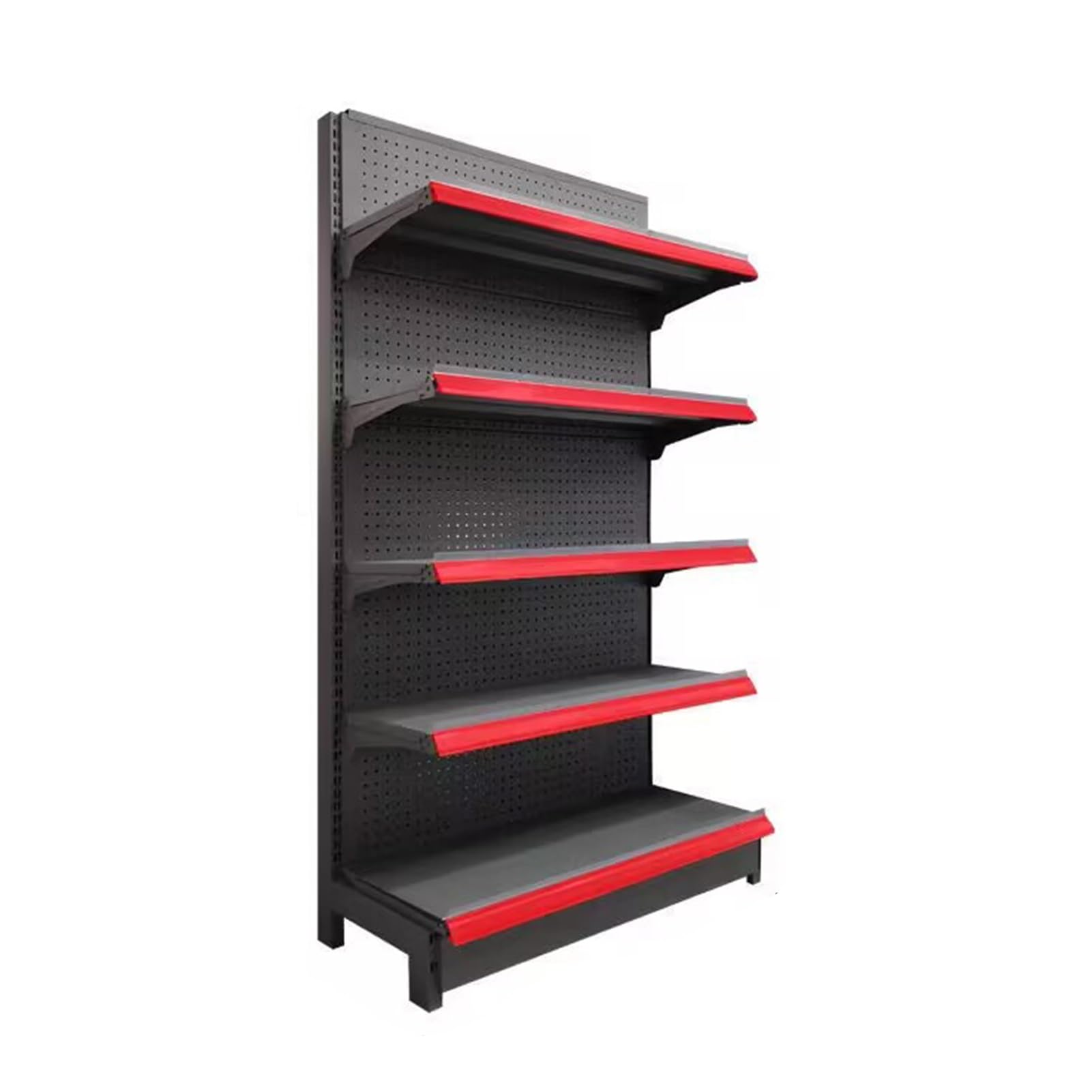 Premium Retail Gondola Shelving Wall Display Rack - Heavy Duty Supermarket Shelves & Convenience Store Shelving Unit for Grocery, Office Supplies & Liquor Stores (Black, 90x43x135cm) - Ideal for Retail Displays, Storage Organization & Product Showcase