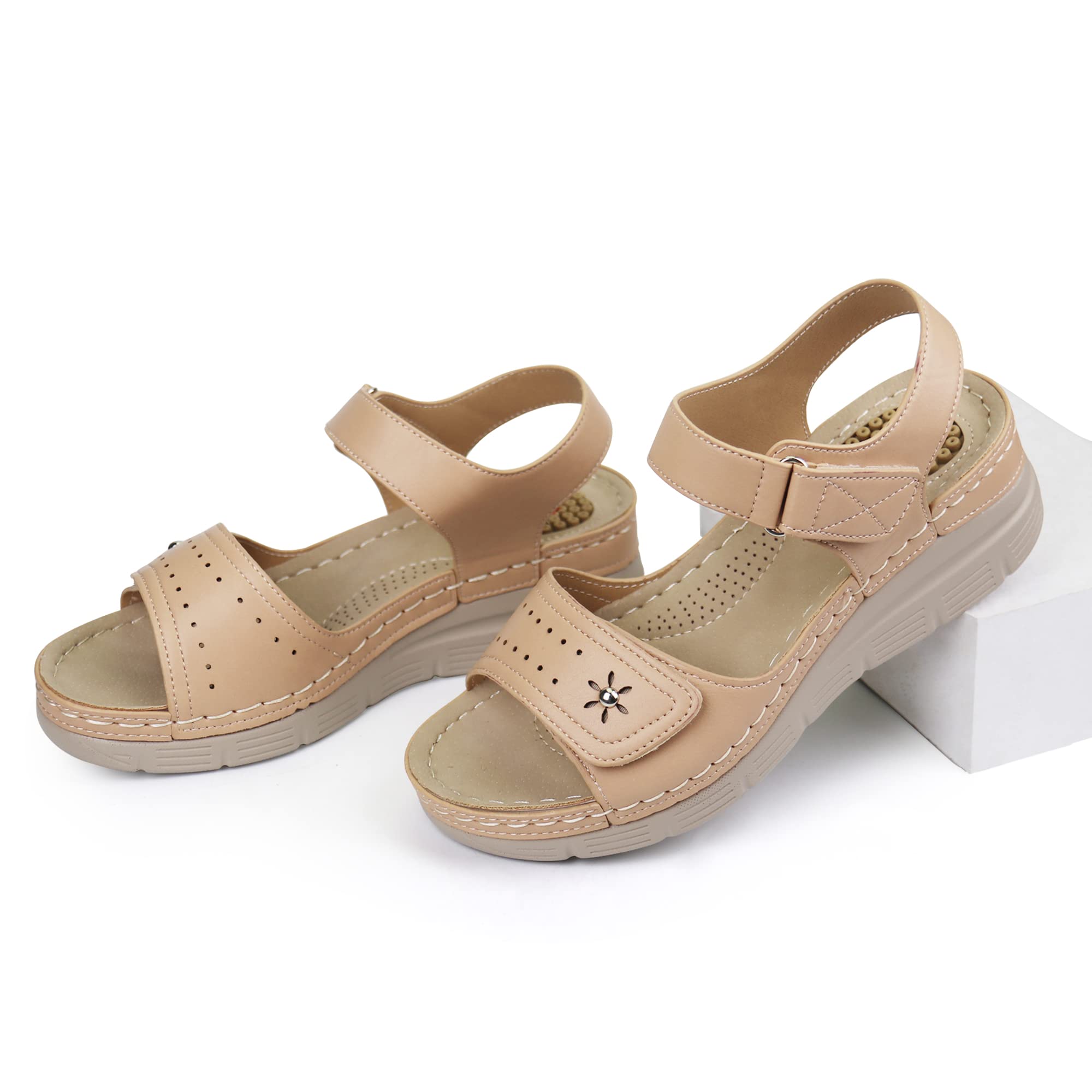 JABASIC Women's Comfortable Orthotic Walking Sandals with Arch Support - Best for Plantar Fasciitis, Flat Feet & Heel Pain Relief - Perfect for Hiking, Travel & Everyday Wear