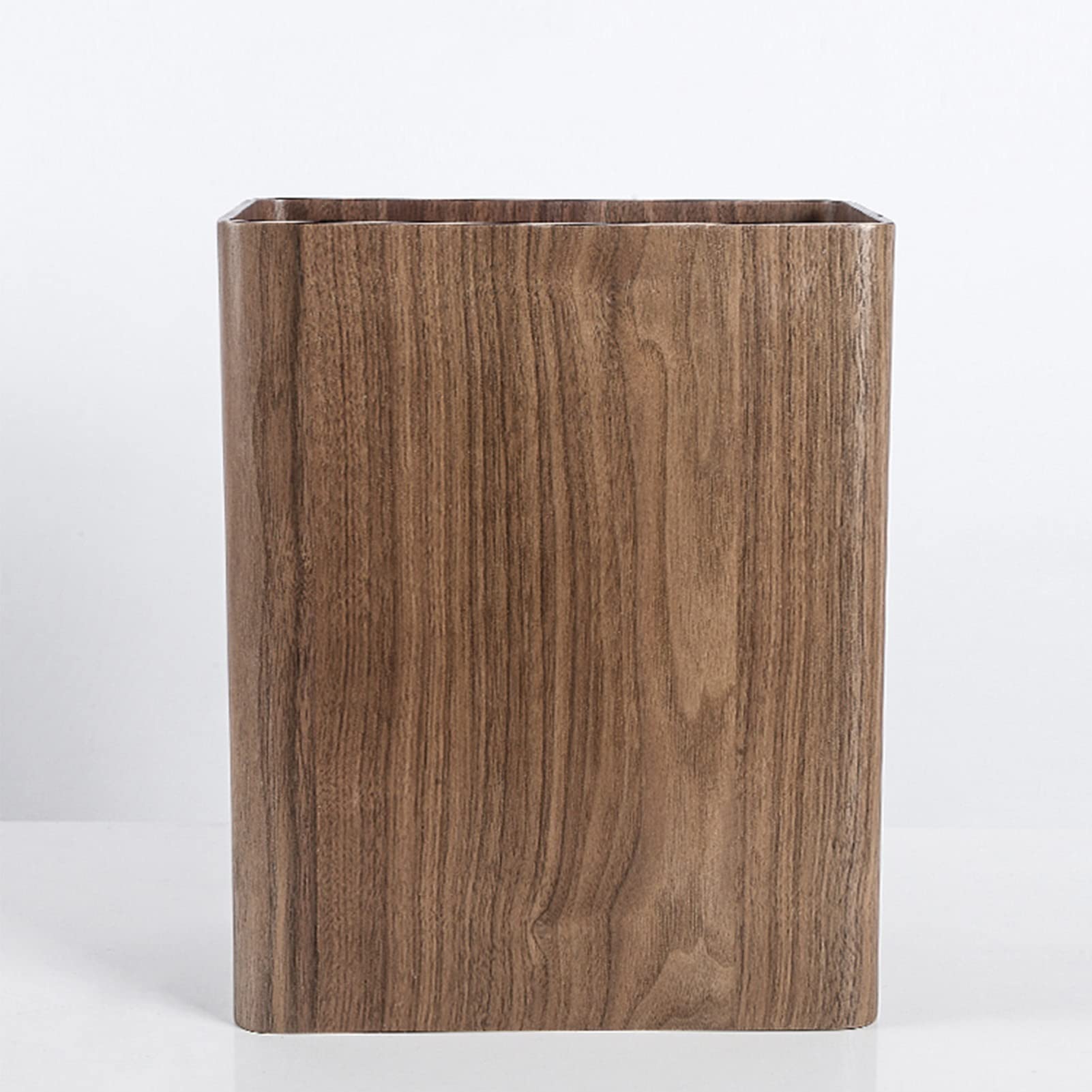 Walnut Wood Trash Can - 26 x 16 x 32cm Narrow Waste Bin for Bedroom, Bathroom, Office & Living Room | Uncovered Garbage Container for Home Storage & Paper Recycling