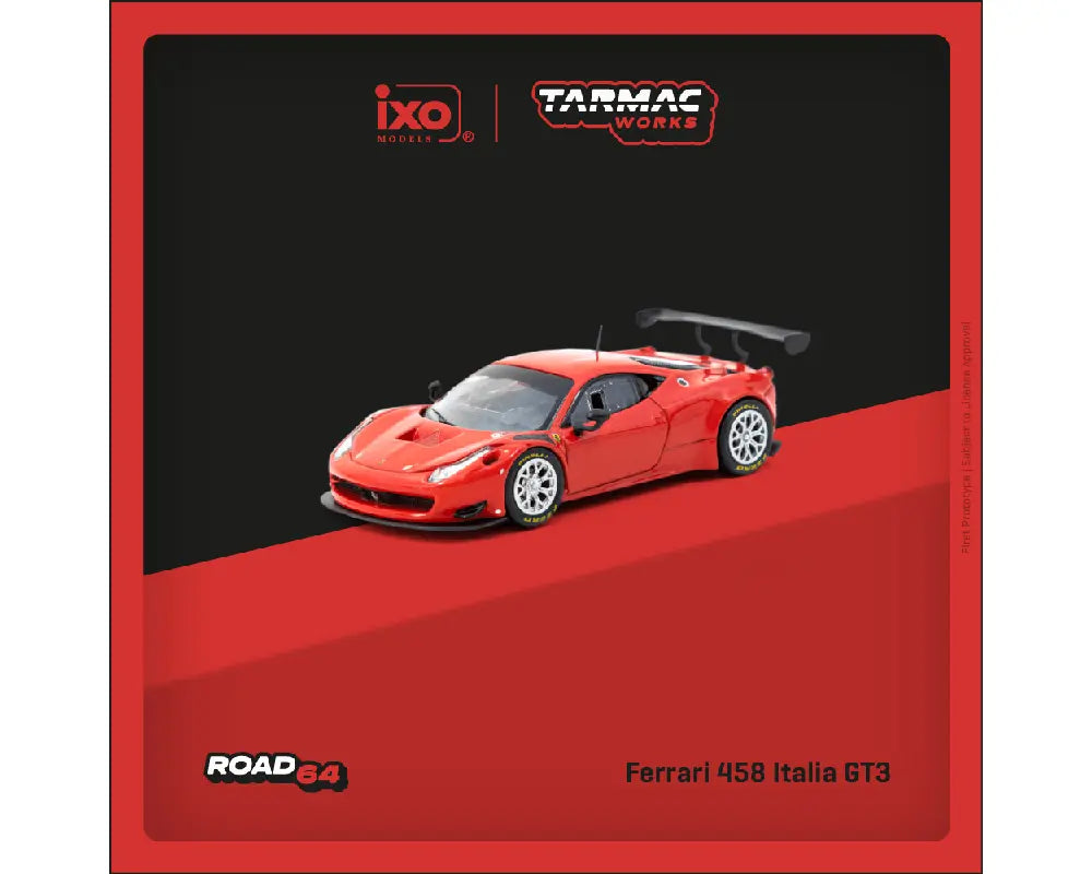 PREORDER Tarmac Works 1:64 Scale Ferrari 458 Italia GT3 Diecast Model Car - Red - Collectible Racing Car for Display, Gifts & Racing Enthusiasts