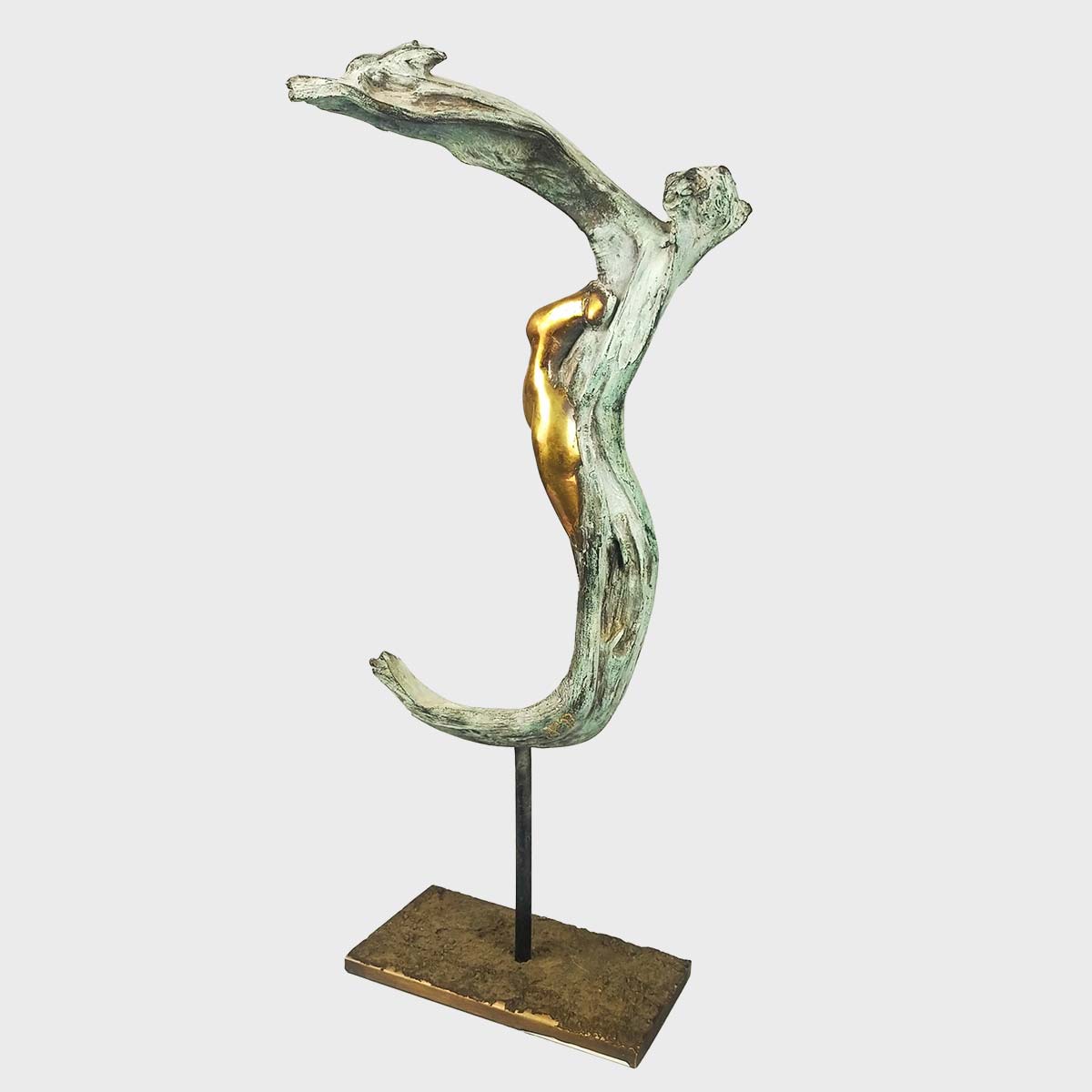 Elegant Femme Oiseau Bronze Sculpture - Handcrafted Bird Woman Statue for Home Decor, Office & Garden Art