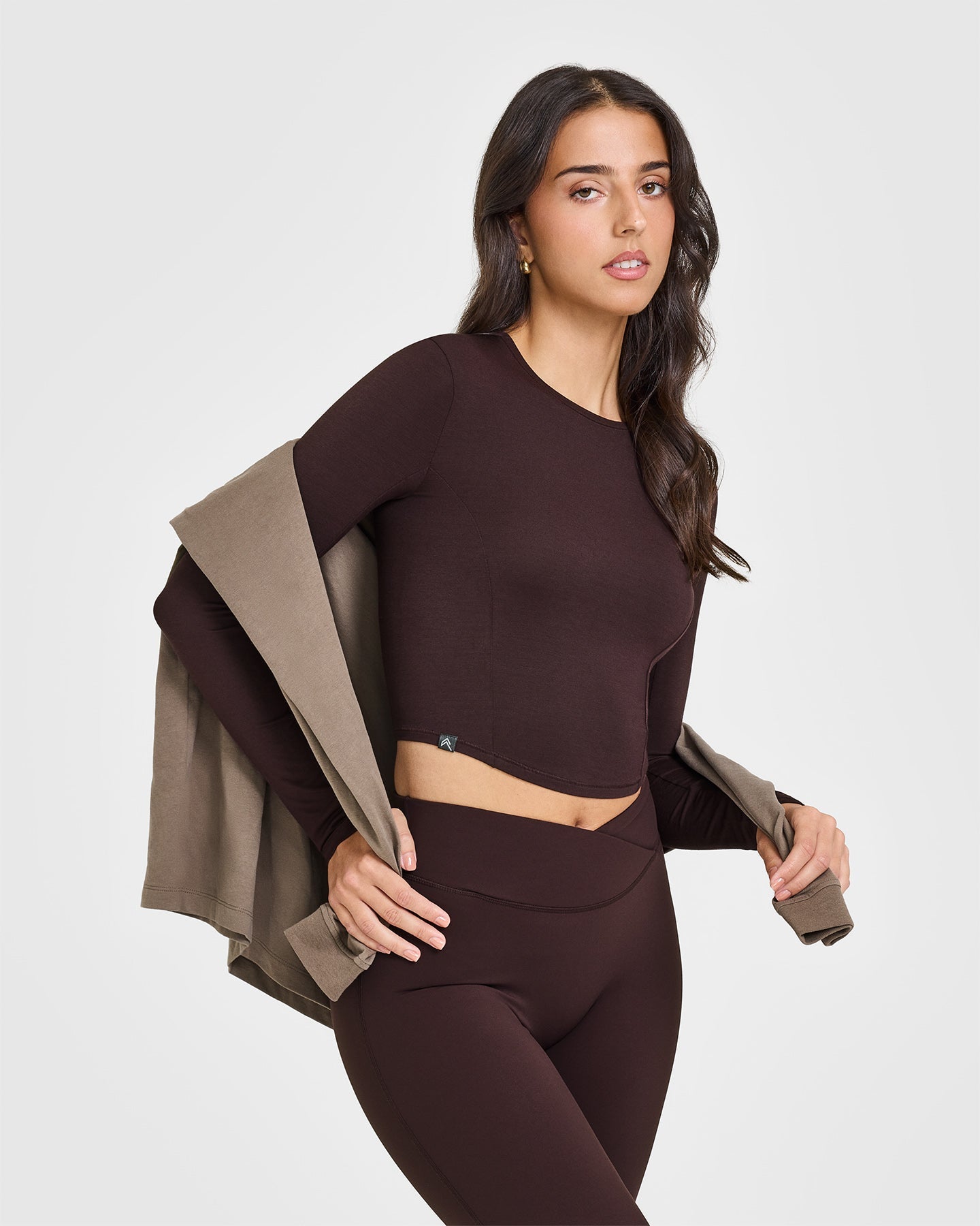 Mellow™ Soft Mid Long Sleeve Women's Top in Plum Brown | Comfortable Casual Blouse for Everyday Wear | Perfect for Office, Date Night & Weekend Outfits