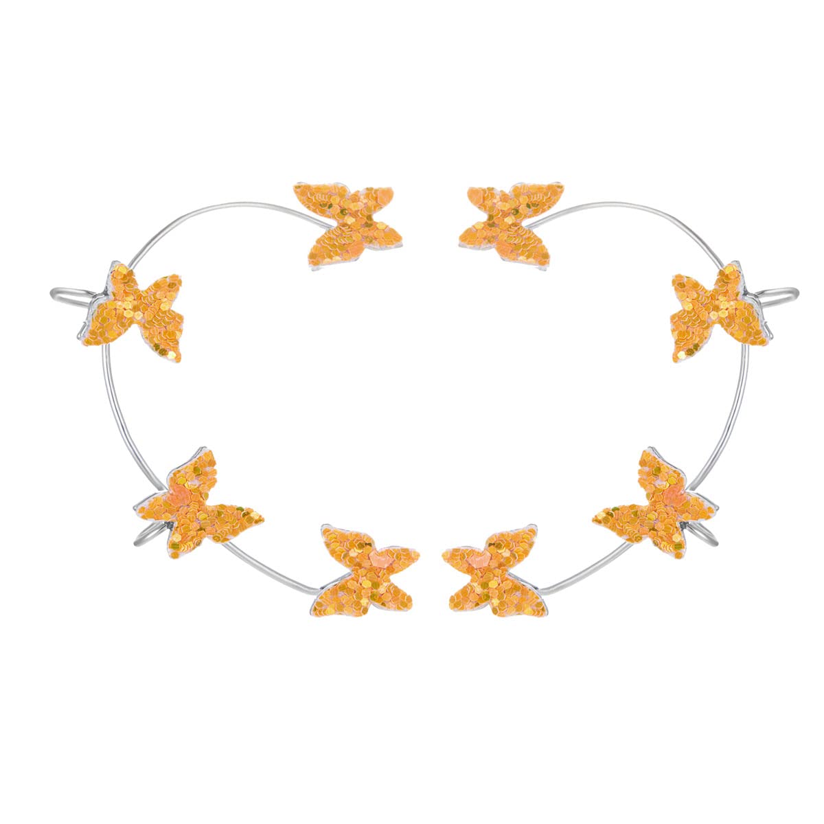 Sparkling Zircon Butterfly Cuff Earrings for Women - No Piercing Clip-On Ear Crawlers, Glitter Sequin Jewelry for Girls | Perfect for Parties, Weddings & Special Occasions