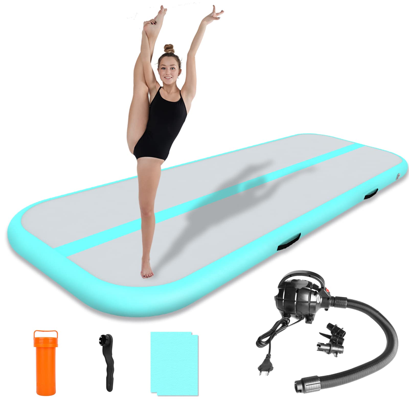 Loninak 8-Inch Thick Inflatable Air Tumbling Mat - 10FT & 13FT Gymnastics Mats for Yoga, Cheerleading, Kids Exercise & Home Training - Includes Pump - Perfect for Indoor/Outdoor Fitness & Play Areas