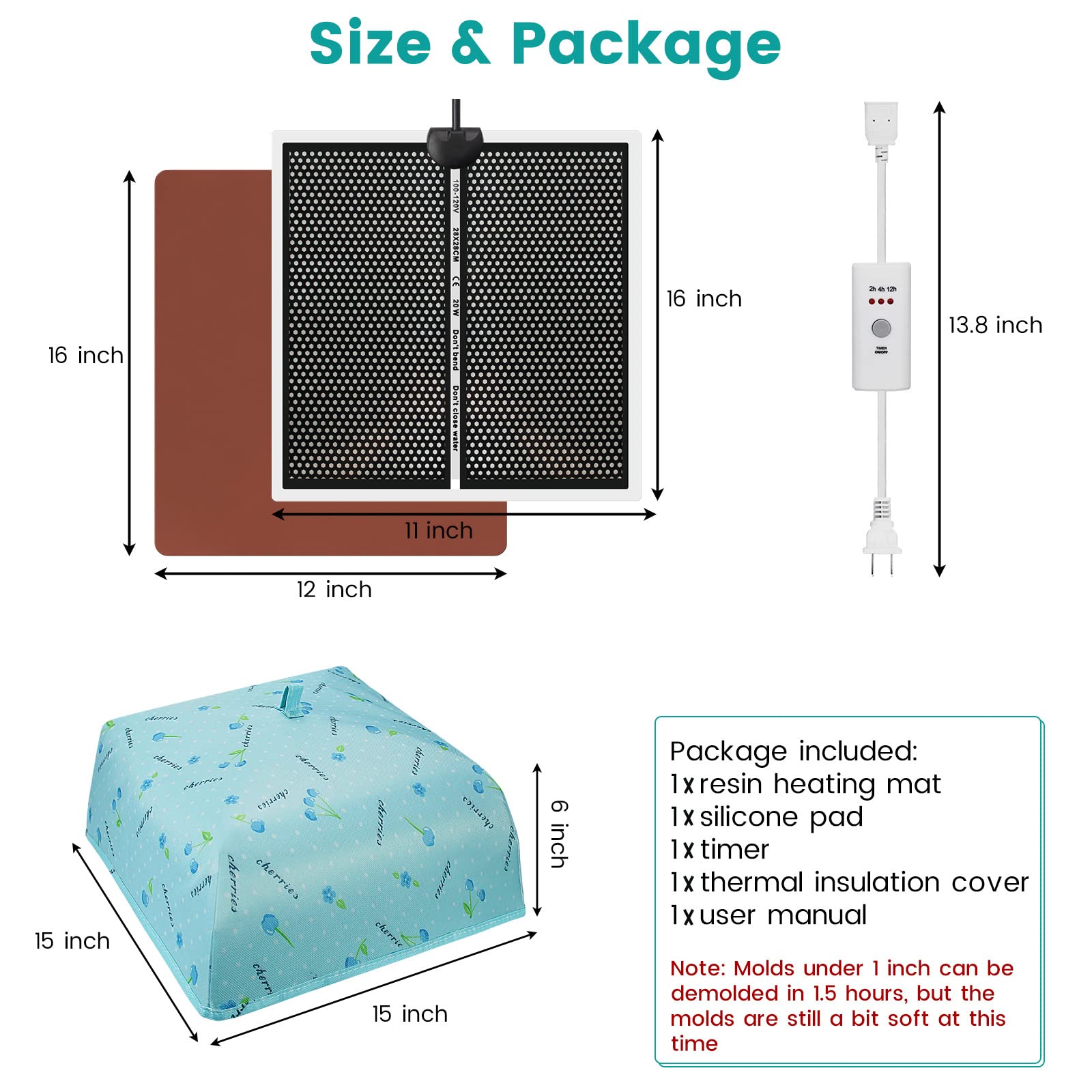 Epoxy Heating Mat with Timer & Cover - Fast Curing Drying Warming Machine for Resin Molds - Perfect for DIY Crafts, Jewelry Making & Art Projects