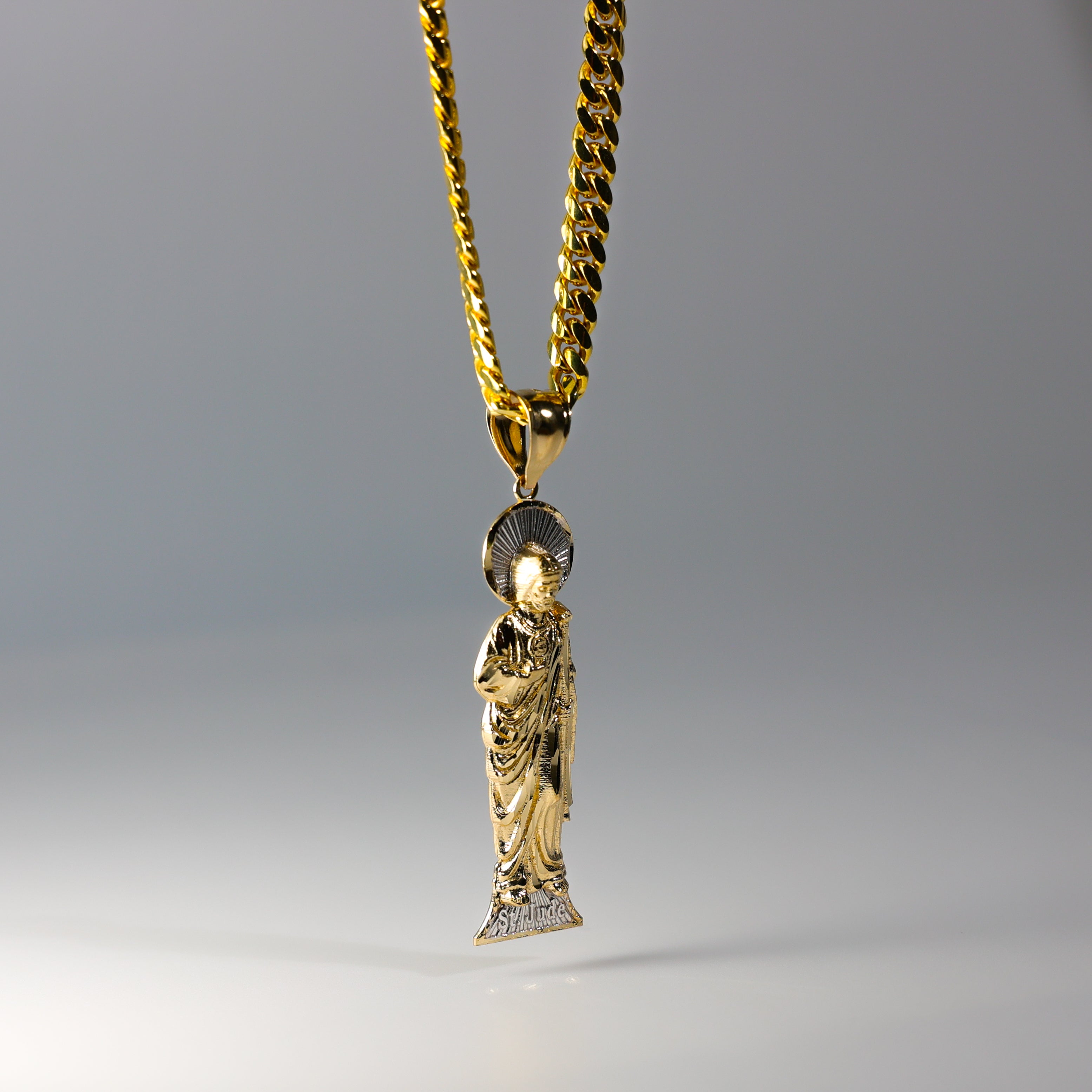 St. Jude Thaddeus Standing Pendant Necklace - 14K Gold Large Religious Medal - Model 1145 - Perfect for Catholic Gifts, Baptism, First Communion & Faith Jewelry