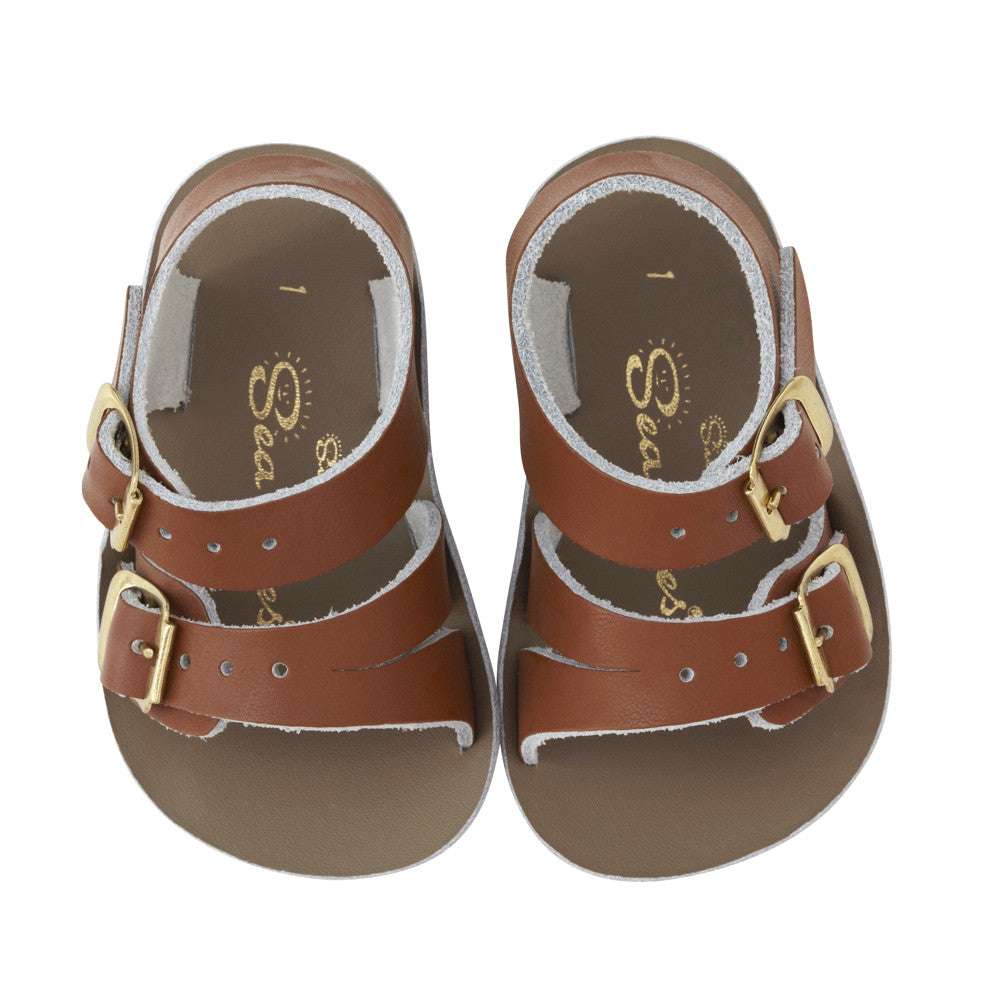 Salt Water Sandals Tan Sea Wee Baby Sandals - Comfortable Leather Baby Shoes for Beach, Pool & Summer Outings