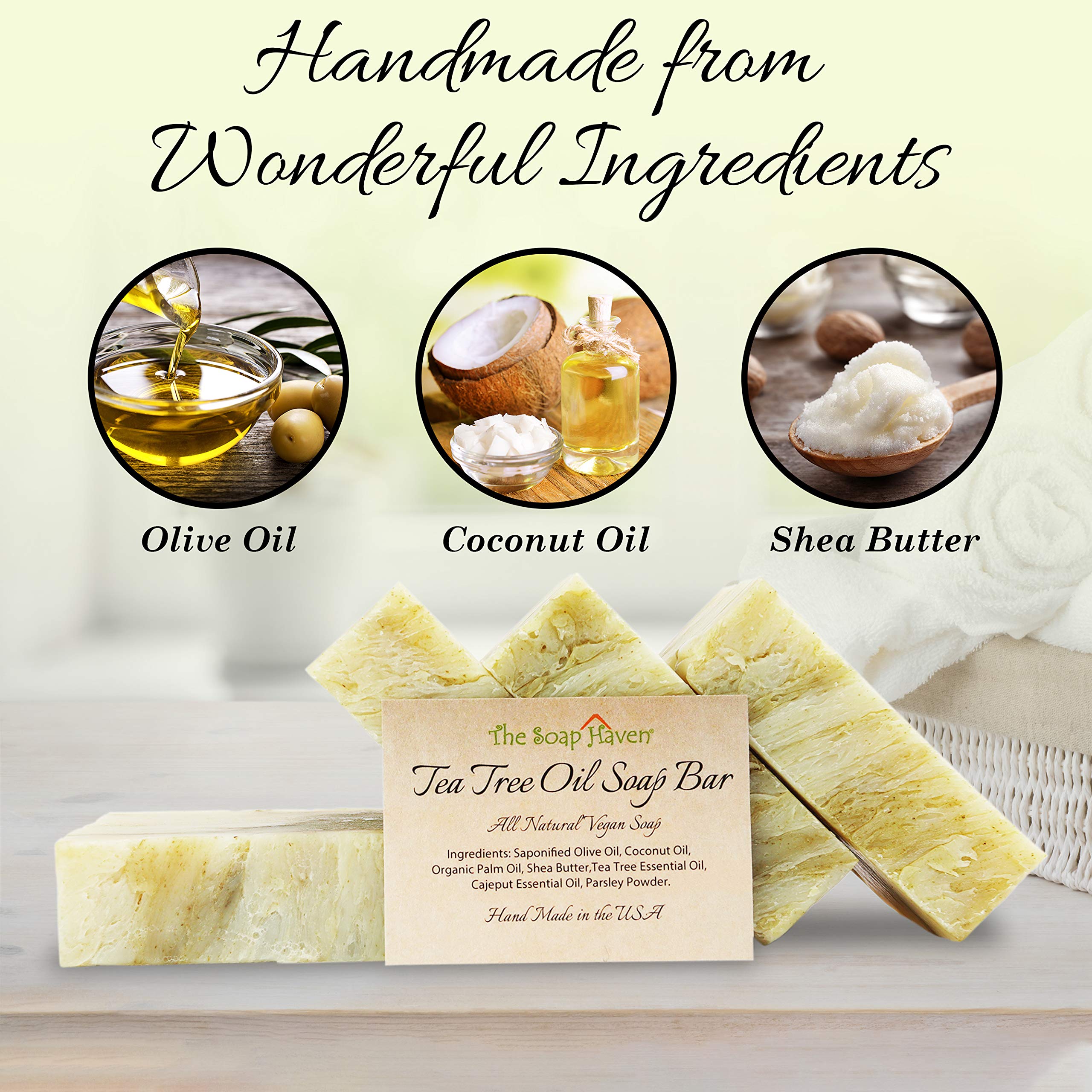 4 Pack Tea Tree Oil Soap Bars with 4 Mesh Soap Saver Bags - Natural Acne Treatment & Exfoliating Body Wash for Clear Skin - Perfect for Shower, Bath, and Travel