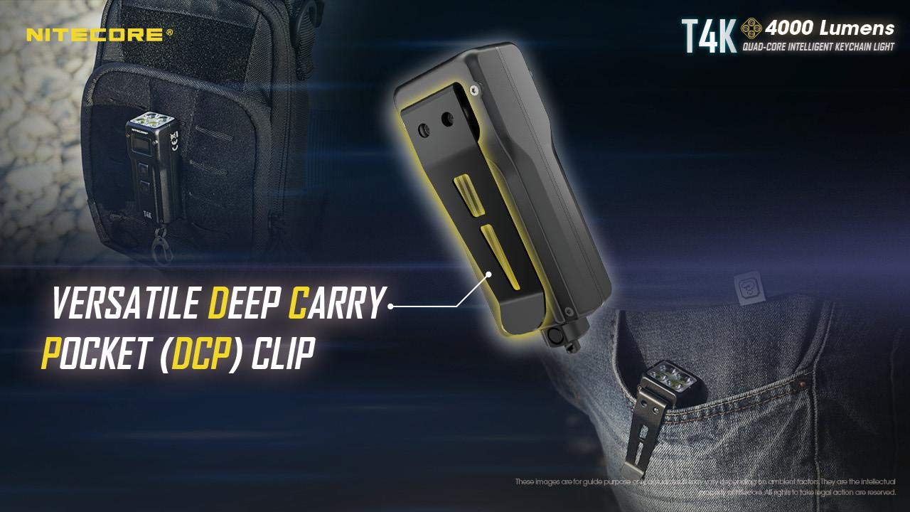 Nitecore T4K 4000 Lumen USB-C Rechargeable Keychain Flashlight & Tiki Mini Keychain Light Combo with Free Eco-Sensa USB-C Cable - Ultra Bright EDC Flashlight for Camping, Hiking, Emergency, and Everyday Carry
