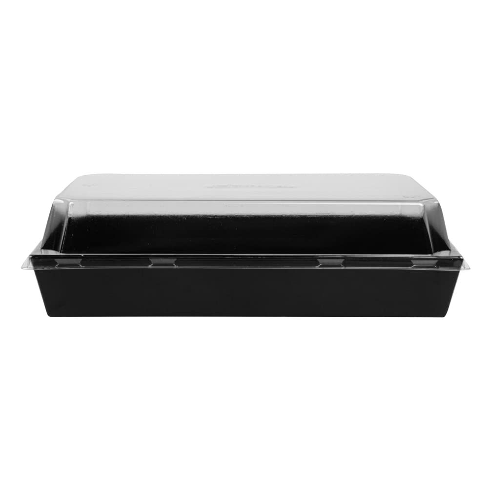 Restaurantware Matsuri Vision 9x6x1.5 Inch Large Disposable Sushi Trays - 100 Greaseproof Black Paper Sushi Containers for Entrees & Desserts (Lids Sold Separately) | Perfect for Japanese Restaurants, Catering & Takeout