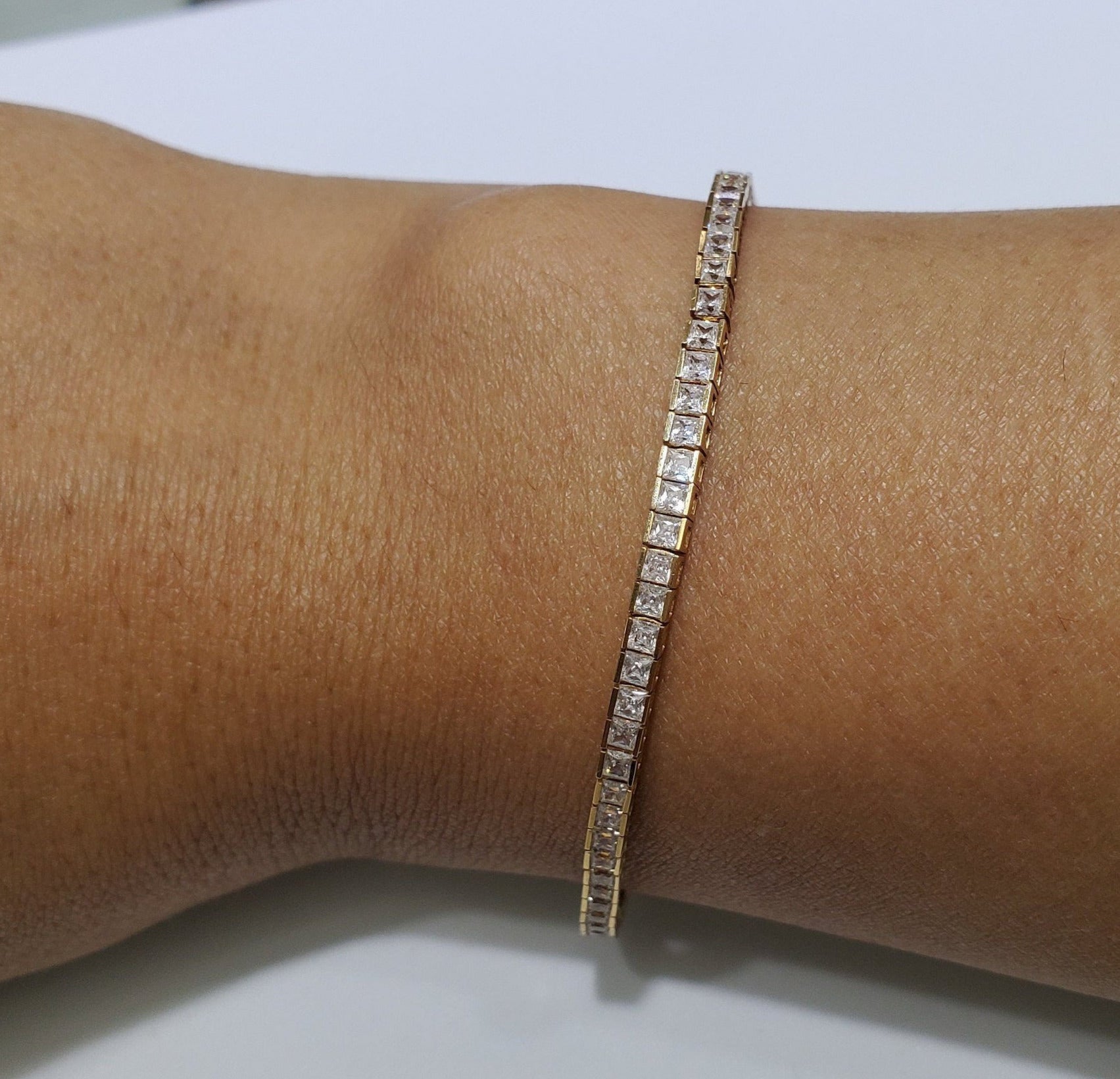 3 Carat Princess Cut Cubic Zirconia Tennis Bracelet - Elegant Channel Set Sterling Silver Jewelry for Women - Perfect for Weddings, Anniversaries & Special Occasions