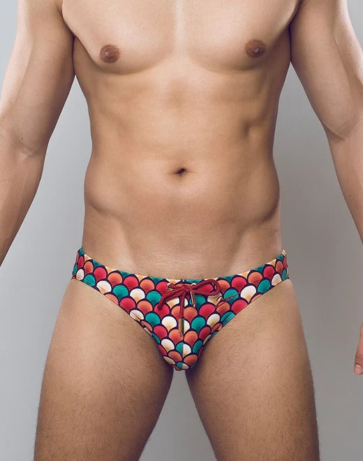 2Eros Retro Red Print Swim Brief V20 - Stylish Men's Swimwear for Beach, Pool & Vacation - Comfortable & Fashionable Swim Trunks for Summer Fun