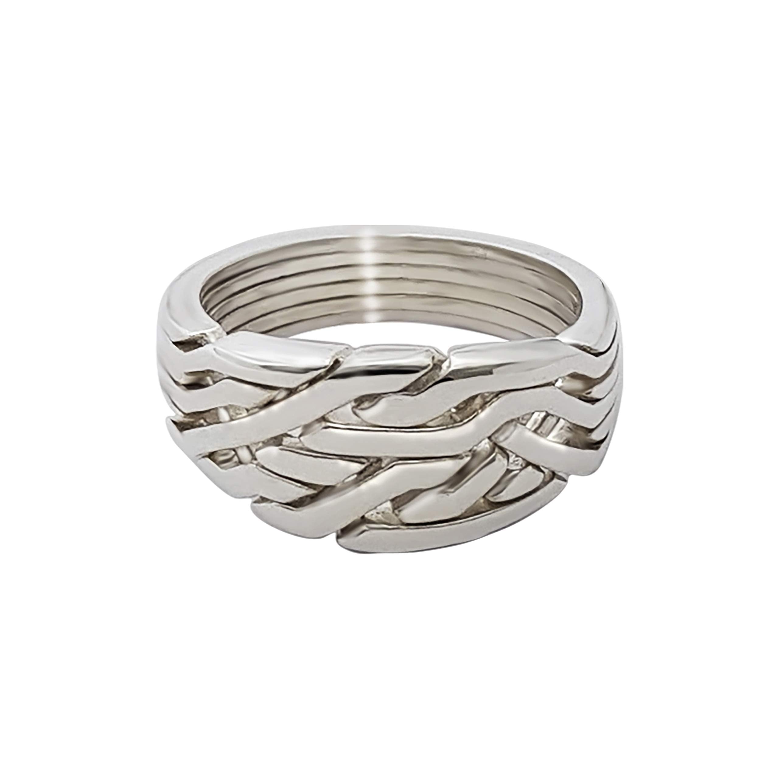 925 Sterling Silver Handmade Turkish Puzzle Ring - Loopy Six Design Interlocking Knot Friendship Ring for Men & Women | Perfect Gift for Anniversaries, Weddings & Special Occasions