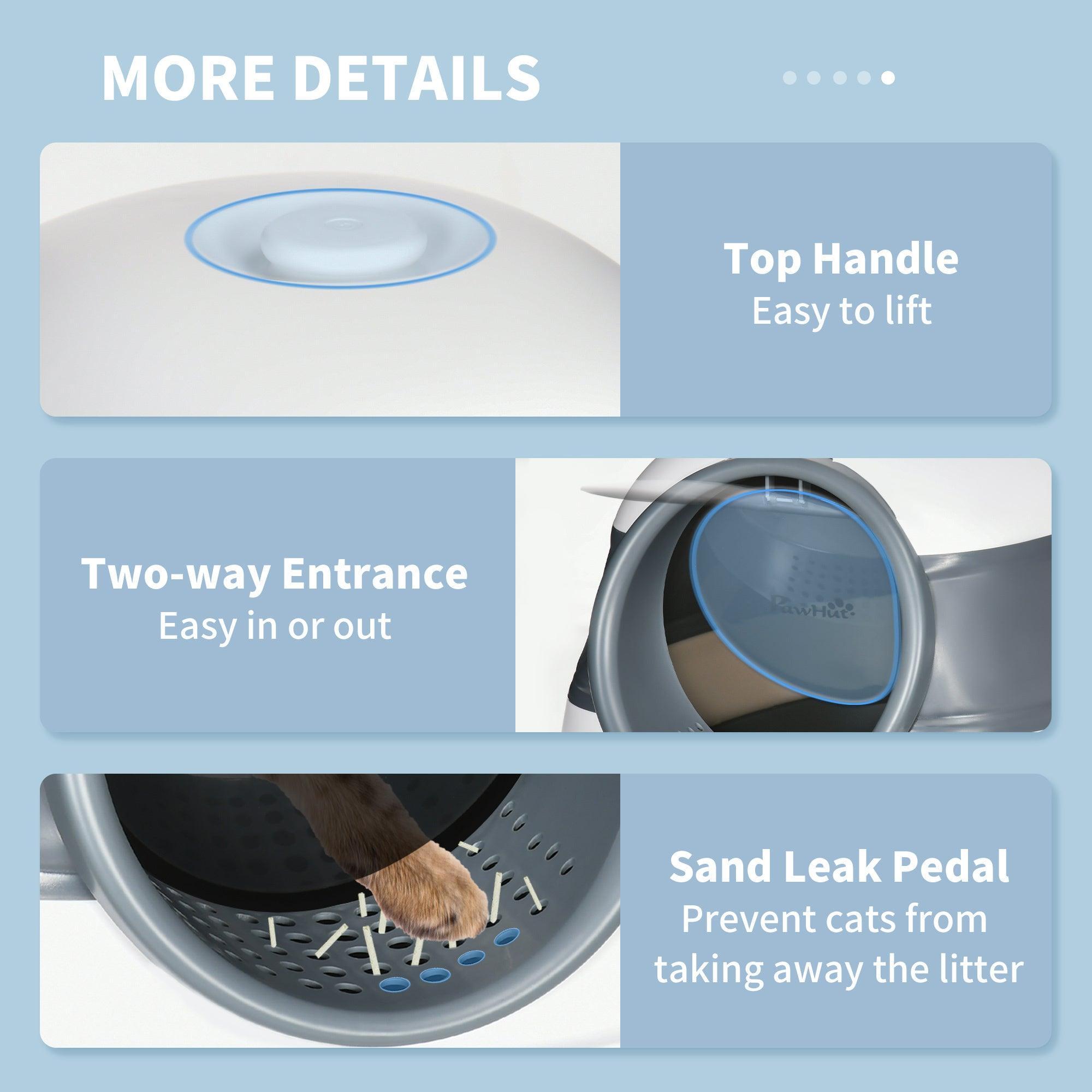 Premium Covered Cat Litter Box with Lid - High Sides & Built-in Air Freshener - Large Dual Entry Foldable Design - Easy to Clean in White & Gray - Perfect for Small Spaces & Odor Control at Home
