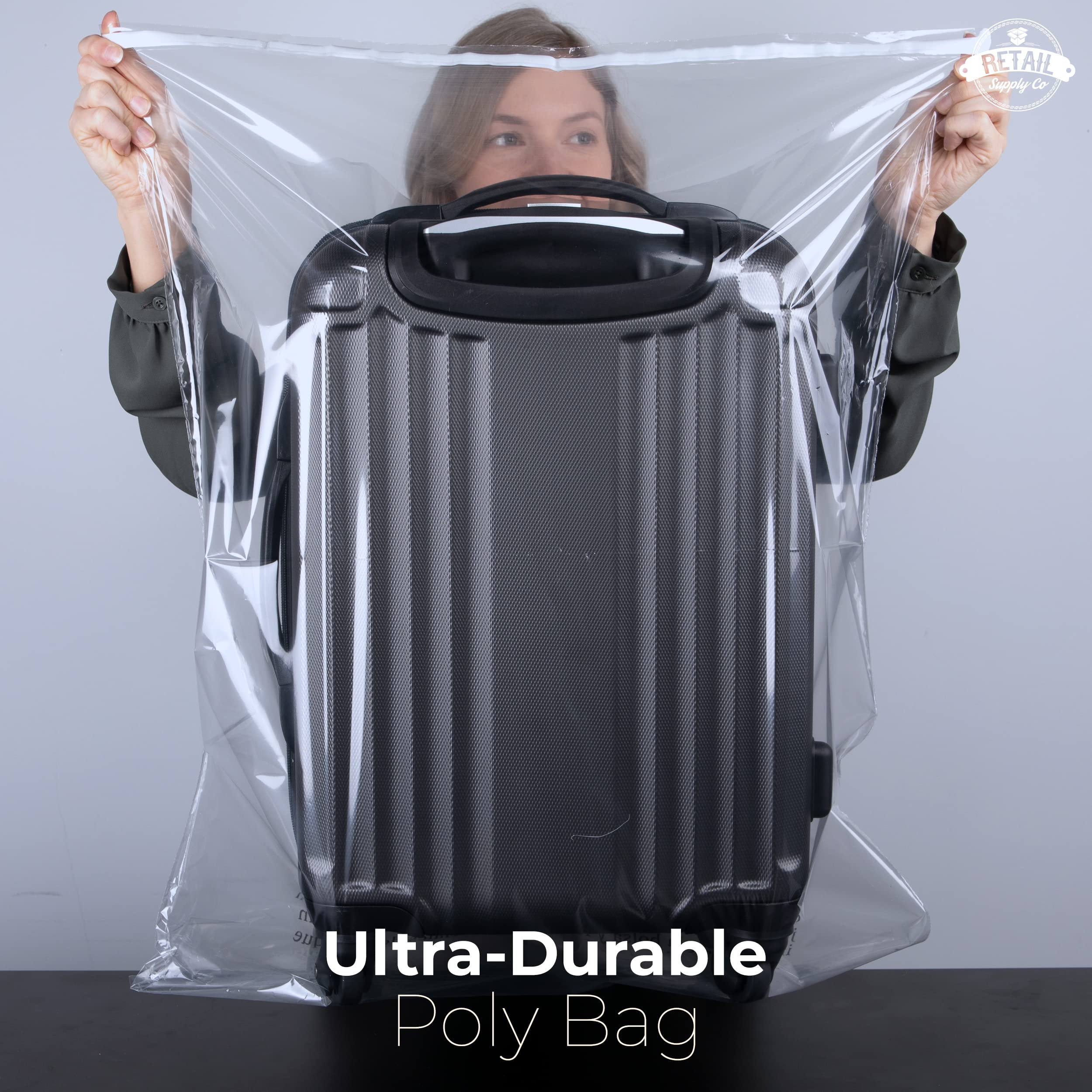 Extra Strong Clear Poly Bags with Suffocation Warning - 24x28 Inches, 100 Pack - Perfect for Retail Packaging, Shipping & Product Protection - Retail Supply Co