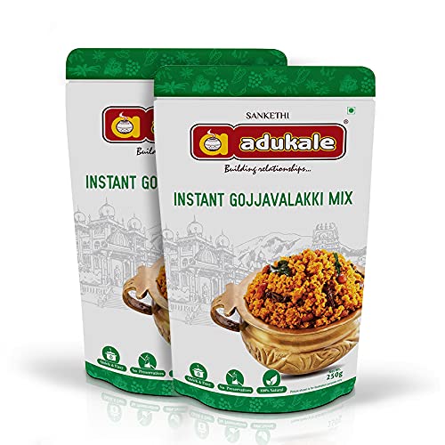 Adukale Instant Gojjavalakki Mix | Authentic South Indian Snack | Ready-to-Eat Rice Flakes | 250g Pack (Set of 2) | Perfect for Breakfast, Tea Time & Quick Meals