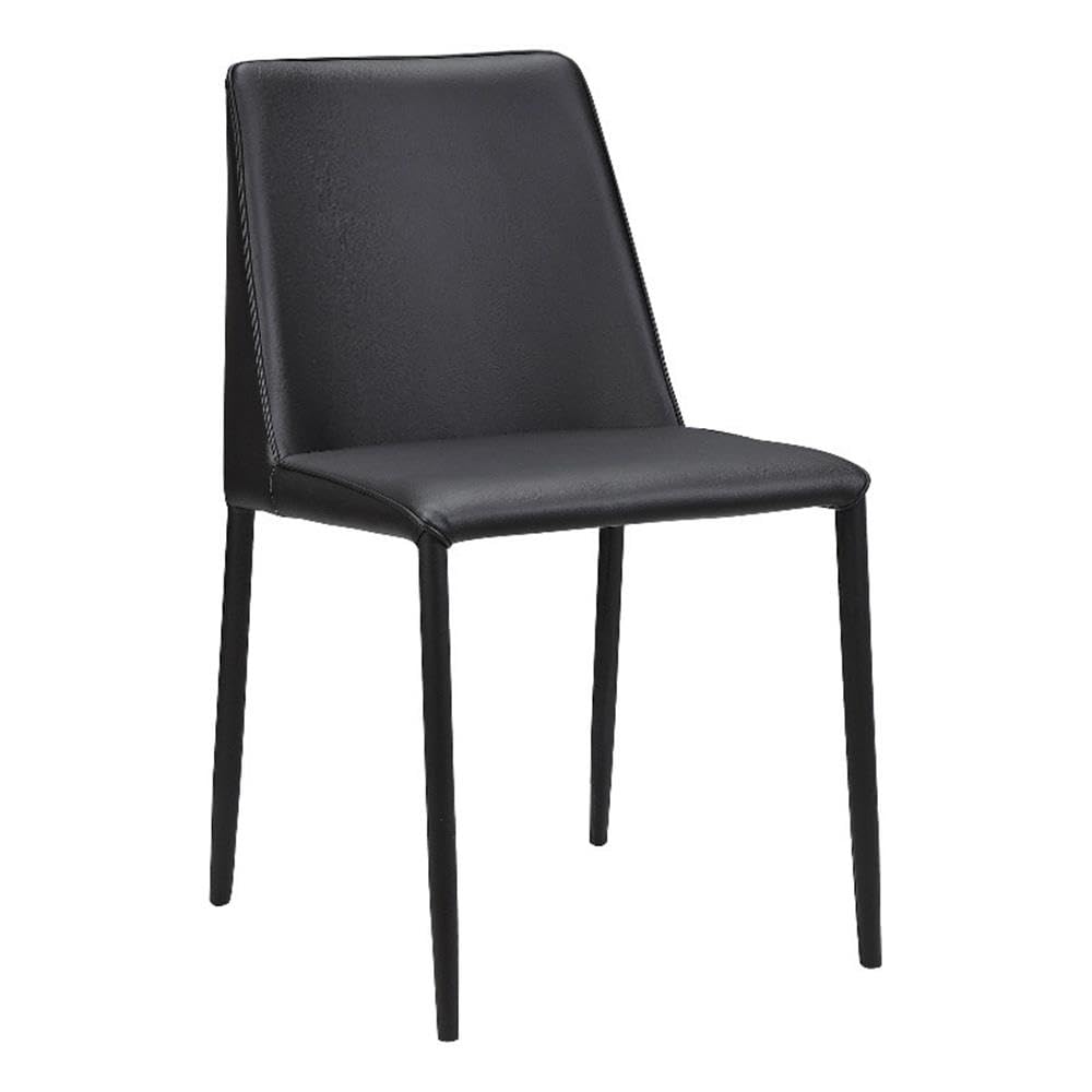 Nora Dining Chair Set of 2 - Modern Black Vegan Leather Upholstered Side Chairs for Kitchen, Dining Room & Office - Comfortable & Stylish Seating Solution