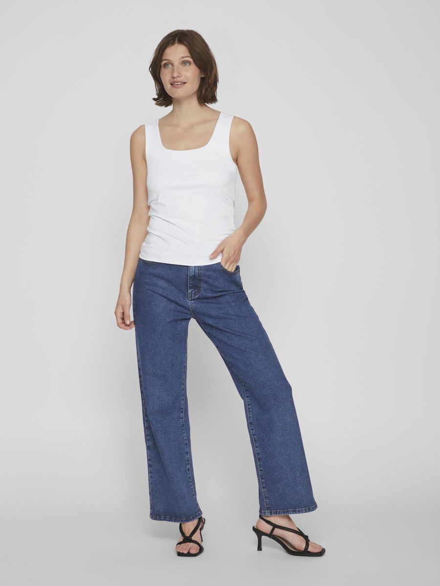 Kennza O Neck Tank Top for Women - Soft Stretchy Camisole Tops (Optical Snow) - Perfect for Yoga, Workout, and Casual Wear