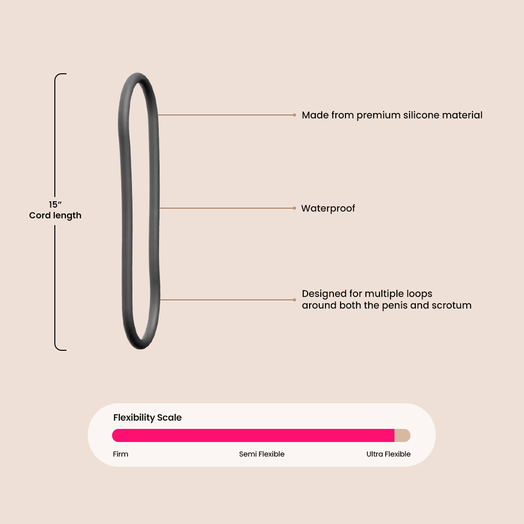 XPLAY® Silicone 15 Thin Wrap Ring - Adjustable Cock Ring for Men | Customizable Penis Ring for Enhanced Pleasure | Perfect for Couples Play & Solo Use