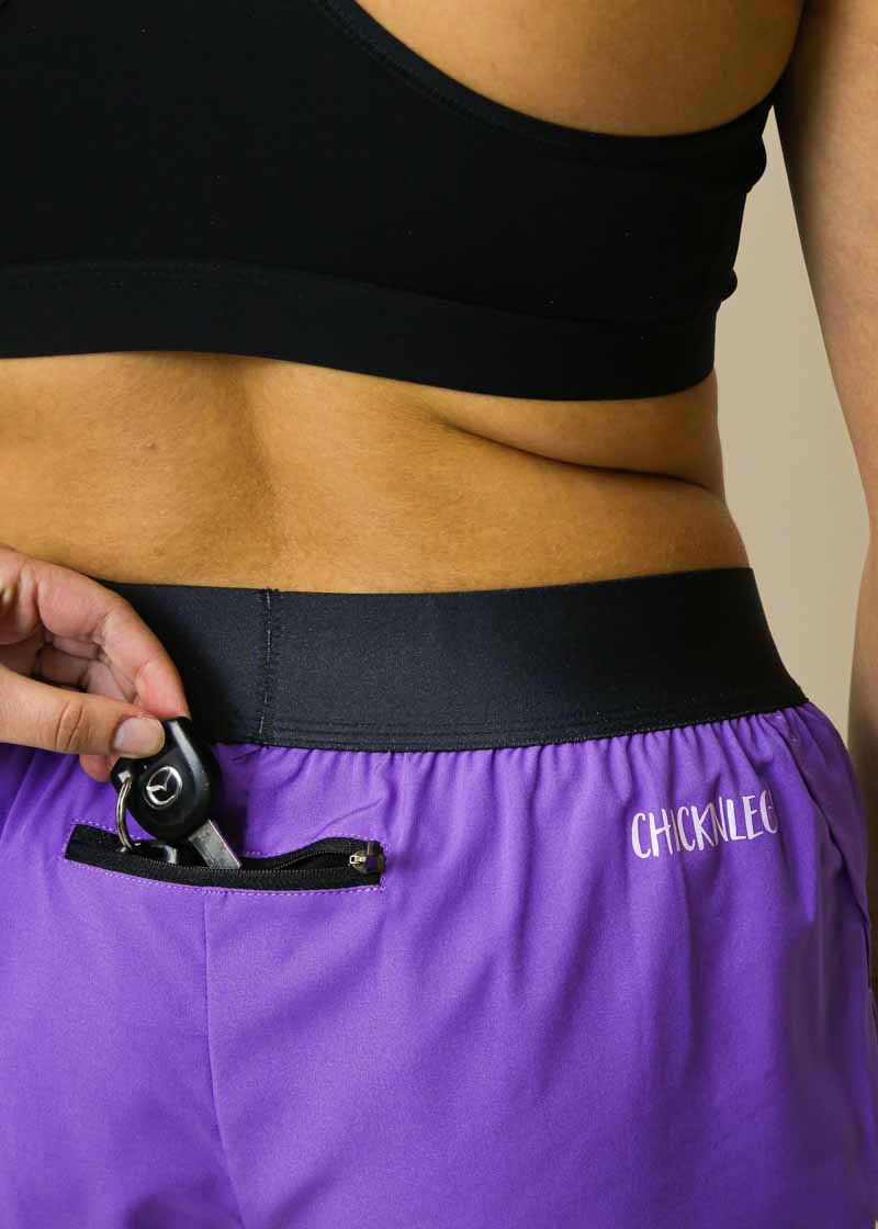 Women's Purple 1.5 Inch Split Running Shorts - High Waist Athletic Shorts for Workout, Yoga & Gym - Comfortable Breathable Activewear for Women