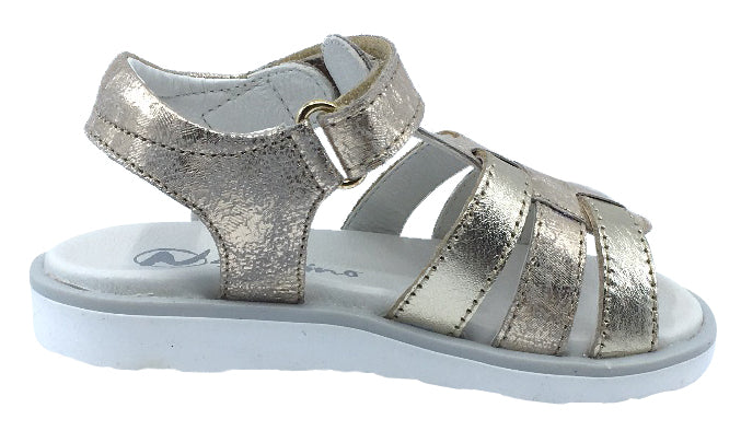 Naturino Girls Bright Rasso Leather Sandals in Platino - Comfortable & Stylish Summer Shoes for Outdoor Play, Beach & Casual Wear