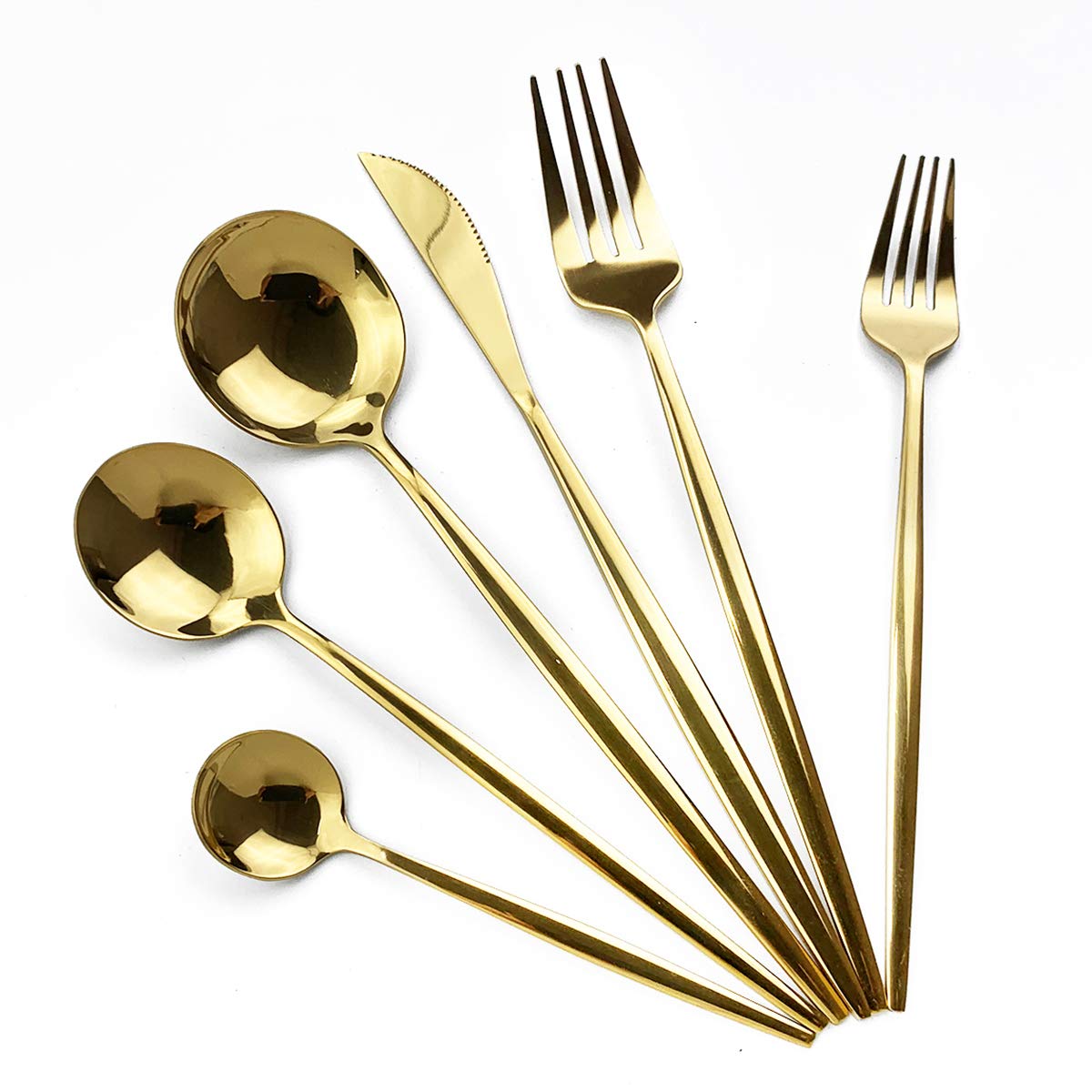 Premium 8.66-Inch Mirror Polished Gold Royal Dinner Forks Set of 6 - Lightweight Stainless Steel Flatware for Fine Dining, Wedding Banquets & Luxury Table Settings