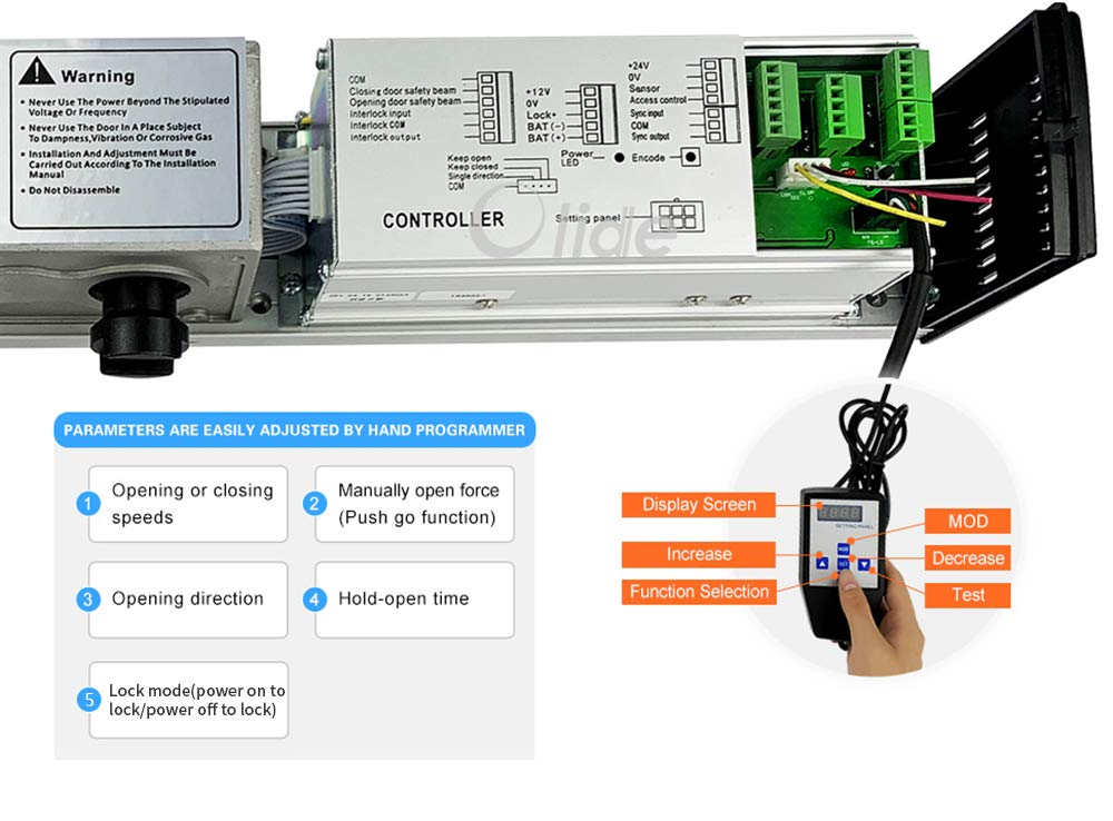 Olideauto Commercial Automatic Swing Door Opener - Black Wireless Door Operator for Single Door with 2PCS Push Panels & Wireless Push Plates - Perfect for Stores, Restaurants, and Office Entrances