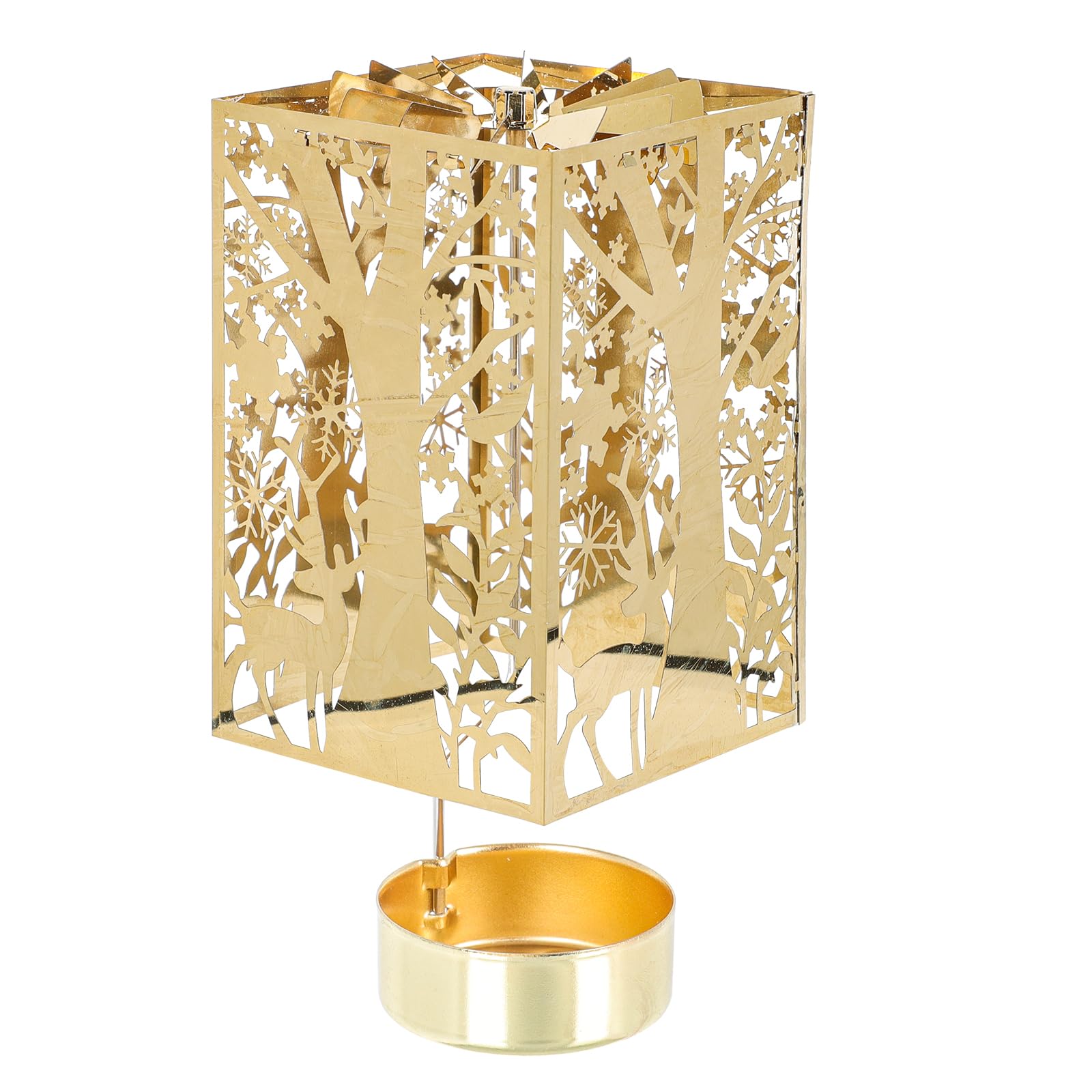 Beaupretty Golden Rotating Candle Holder - Christmas Carousel Spinning Tealight Candlestick for Holiday Decor, Wedding Centerpiece & Romantic Dinner Ambiance - Perfect for Christmas, New Year Party, Wedding and Home Decoration
