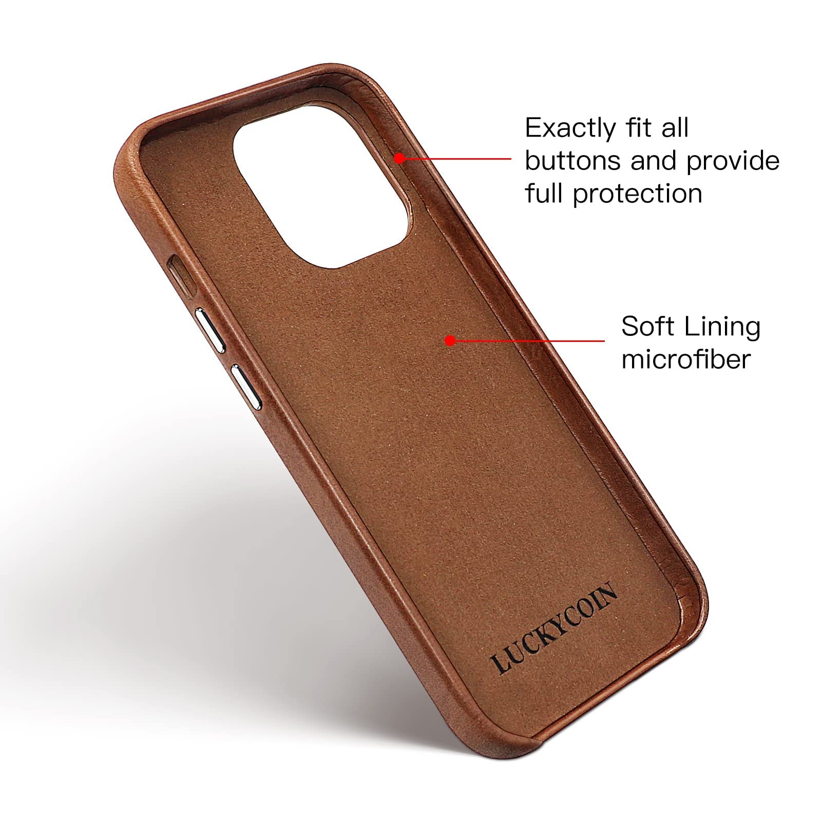 Genuine Leather Wallet Phone Case for iPhone 13 Pro Max - RFID Blocking Phone Purse with 2 Card Slots & Metal Button Bumper | Shockproof Protective Cover (Dark Brown) | Perfect for Travel, Business & Everyday Use