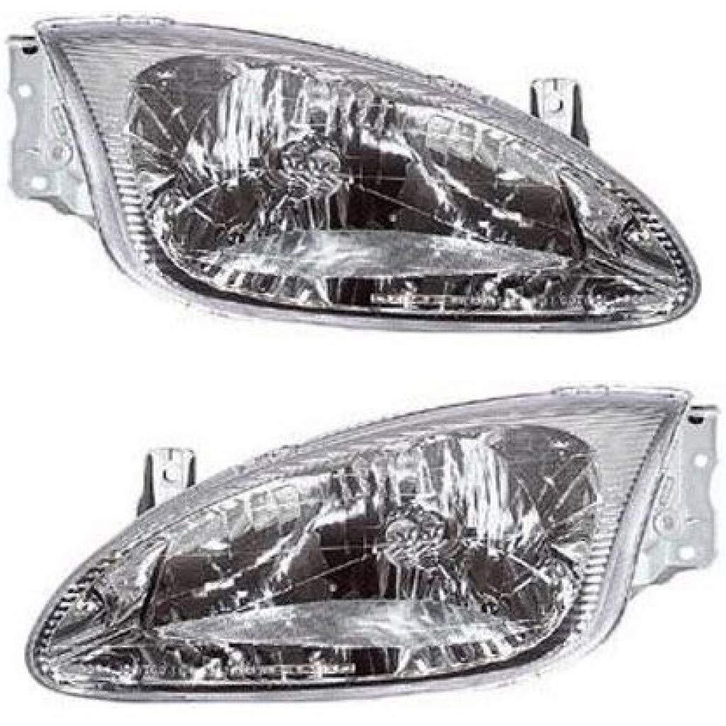 1999 Hyundai Elantra Headlight Assembly Pair - Driver & Passenger Side (HY2502118 HY2503118 92101-29550) | Direct Fit Replacement for Improved Night Driving Safety